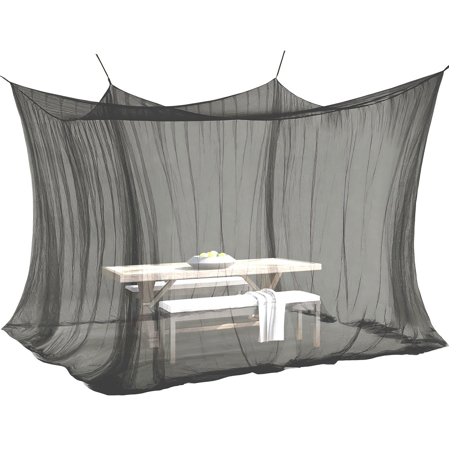 ELEGANCIO Moskitonetz XXL für Innen & Außen weiß 300x300x250cm schwarz
