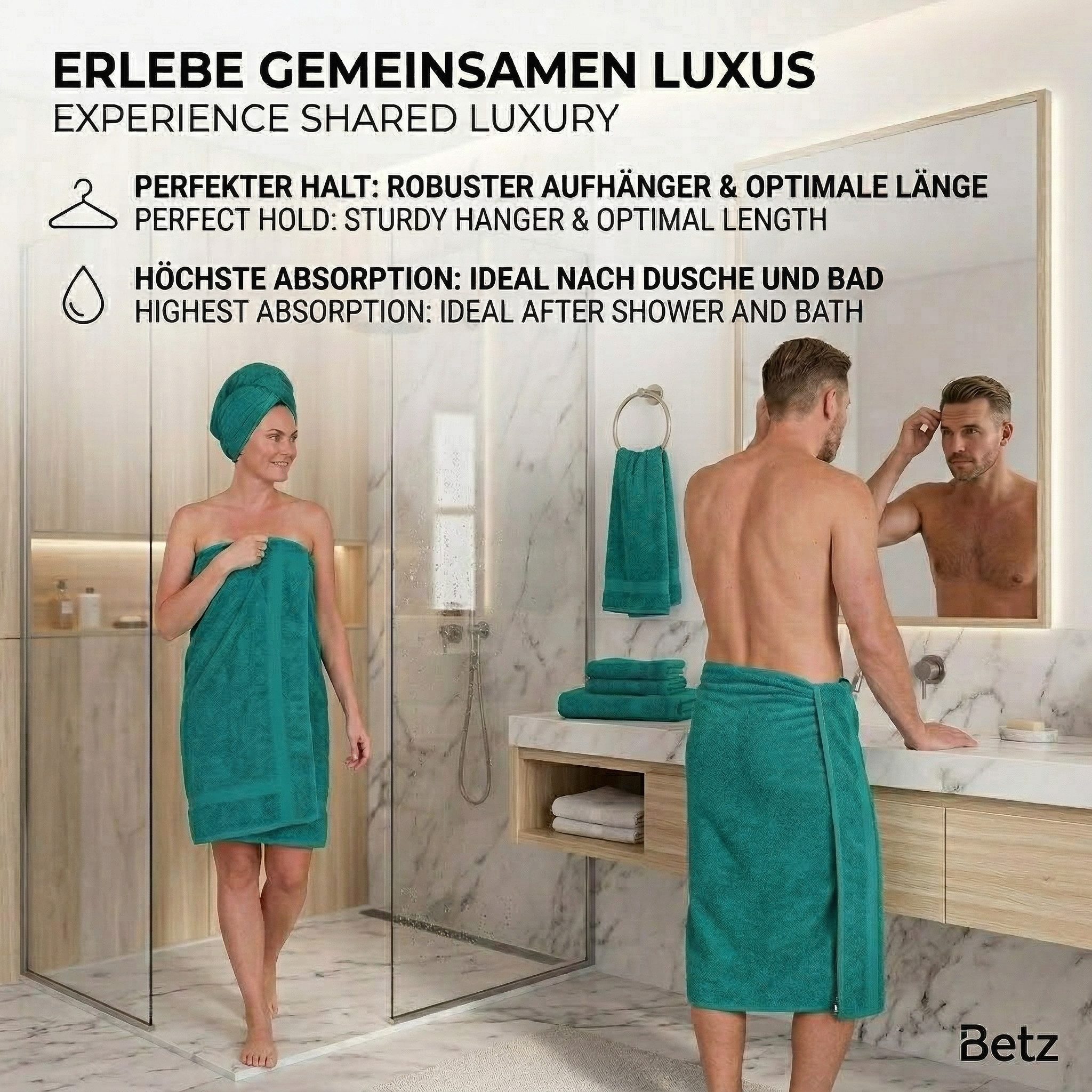 Betz Badetuch 2 Stück Duschtücher Duschtuch Set Größe 70x140 cm, Baumwolle (Set, 2-St)