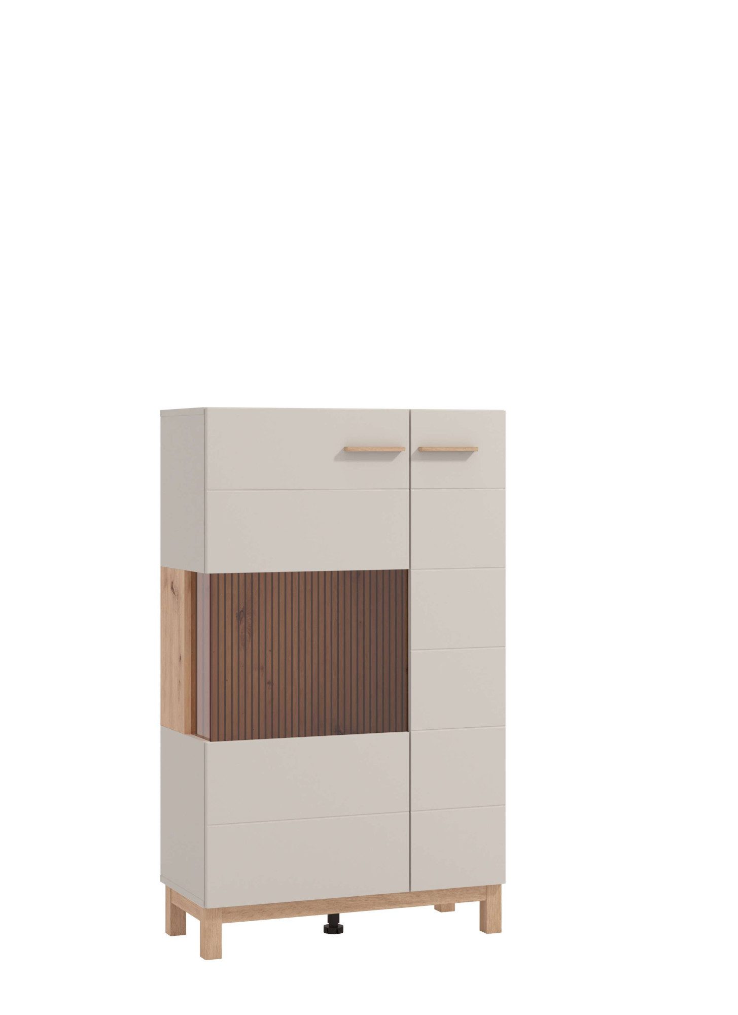 Home affaire Highboard Essex, Hochkommode, Vitrine, Glasvitrine, Kombi-Highboard, Modernes Highboard in Kaschmir mit Glasfront & Lamellen-Optik