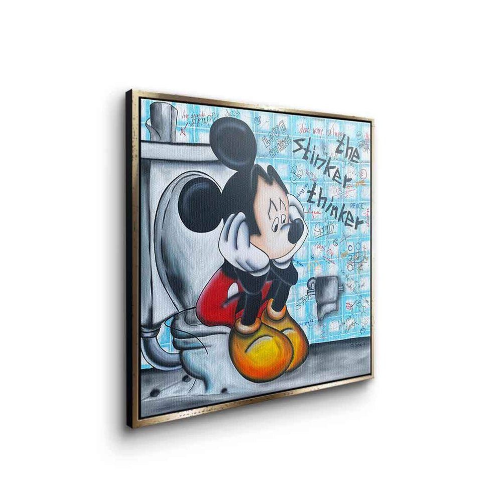 designed Mouse Mickey Leinwandbild, Maus Rahmen Bad goldener Micky Thinker The stinker DOTCOMCANVAS® Leinwandbild