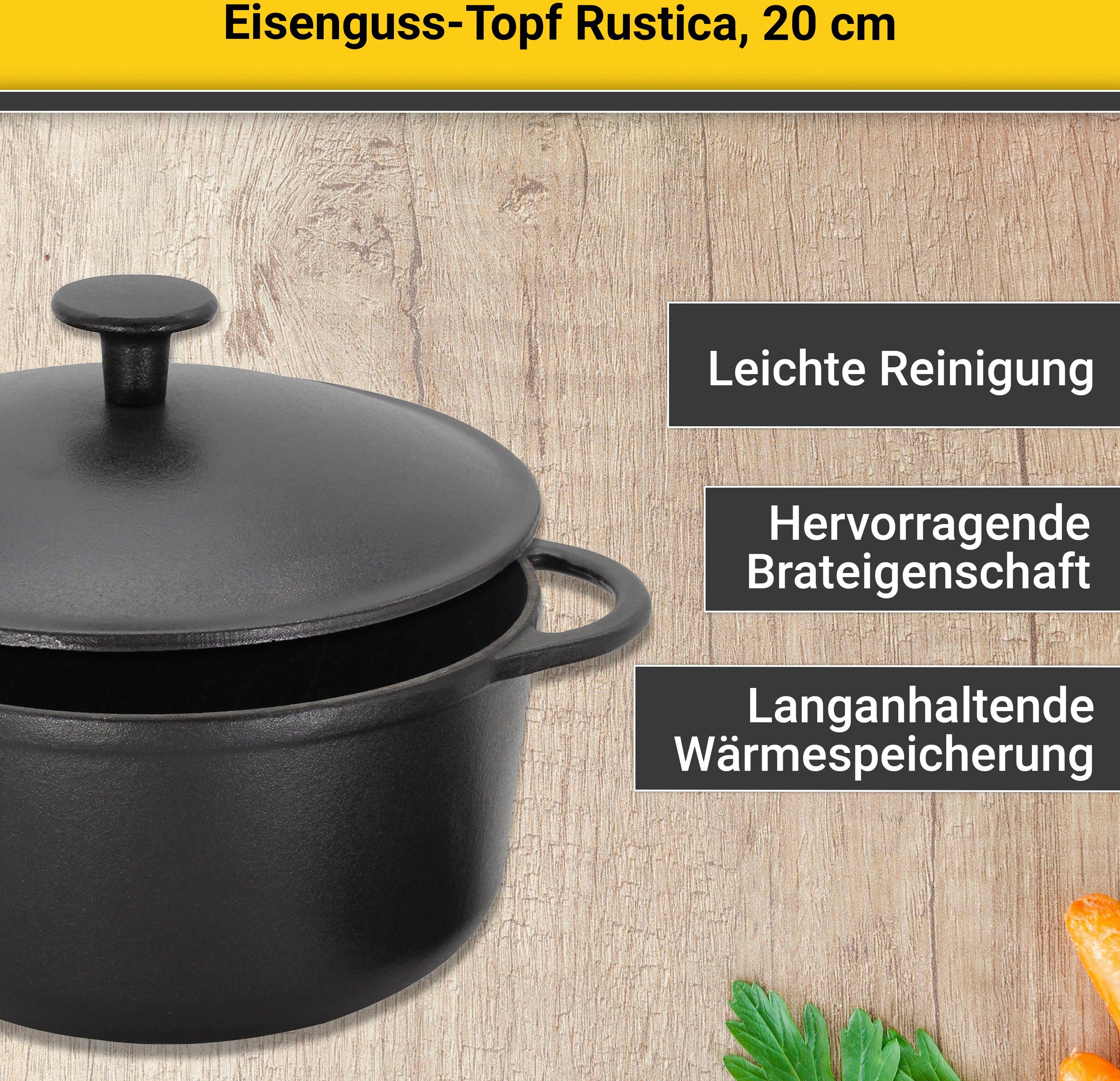 Krüger Fleischtopf Eisenguss Fleischtopf mit Deckel RUSTICA, Gusseisen (1-tlg), für Induktions-Kochfelder geeignet