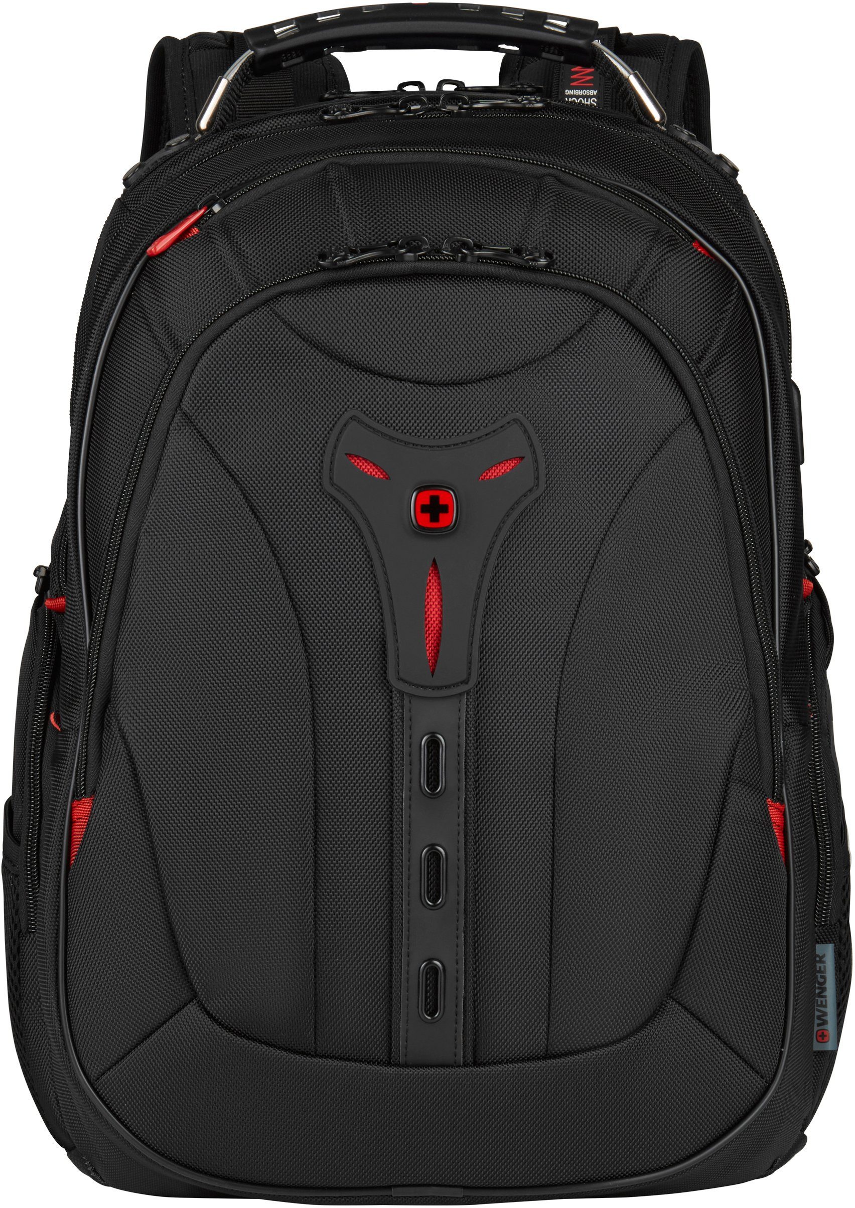 Wenger Laptoprucksack Pegasus Deluxe, schwarz, für Laptops bis 16 Zoll  inkl. USB-Schleuse, SmartCharge: Externer USB-Stecker mit Ladekabel  (Powerbank nicht | Businesstaschen