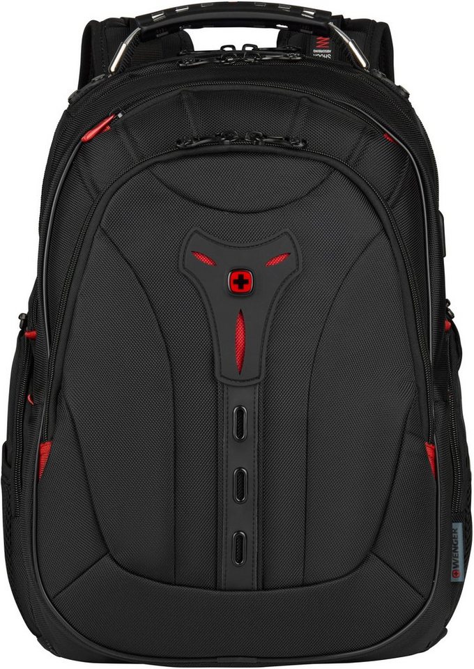 Wenger Laptoprucksack Pegasus Deluxe, schwarz, für Laptops bis 16 Zoll  inkl. USB-Schleuse, SmartCharge: Externer USB-Stecker mit Ladekabel  (Powerbank nicht