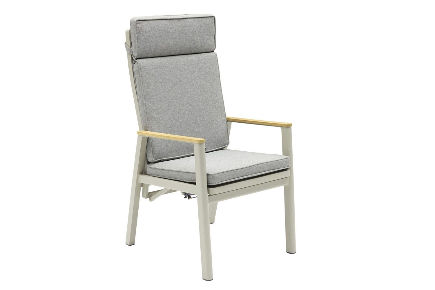 dasmöbelwerk Gartenstuhl Positionsstuhl Austin Verstellsessel Gartenstuhl Teak-Armlehne Taupe, verstellbarer Rückenlehne