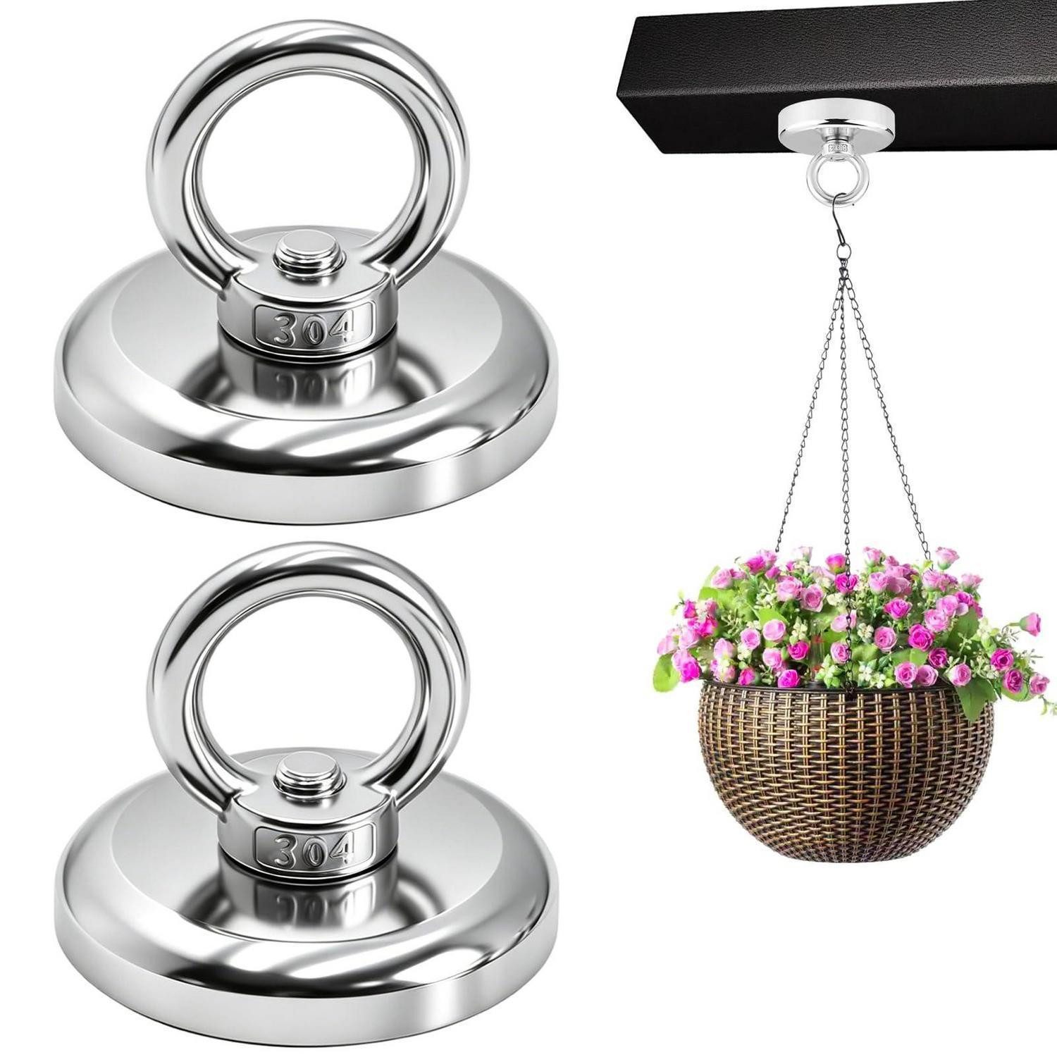 LuxusKollektion Magnethalter Magnet mit Öse 65kg Ø42mm 2 Stück (2-St)