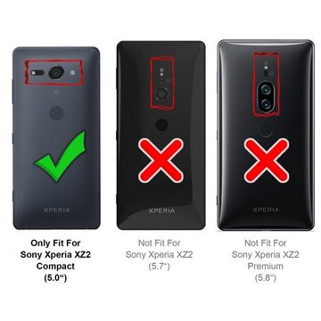 CoolGadget Handyhülle Schwarz als 2in1 Schutz Cover Set für das Sony Xperia XZ2 Compact 5 Zoll, 2x Glas Display Schutz Folie + 1x Case Hülle für Xperia XZ2 Compact