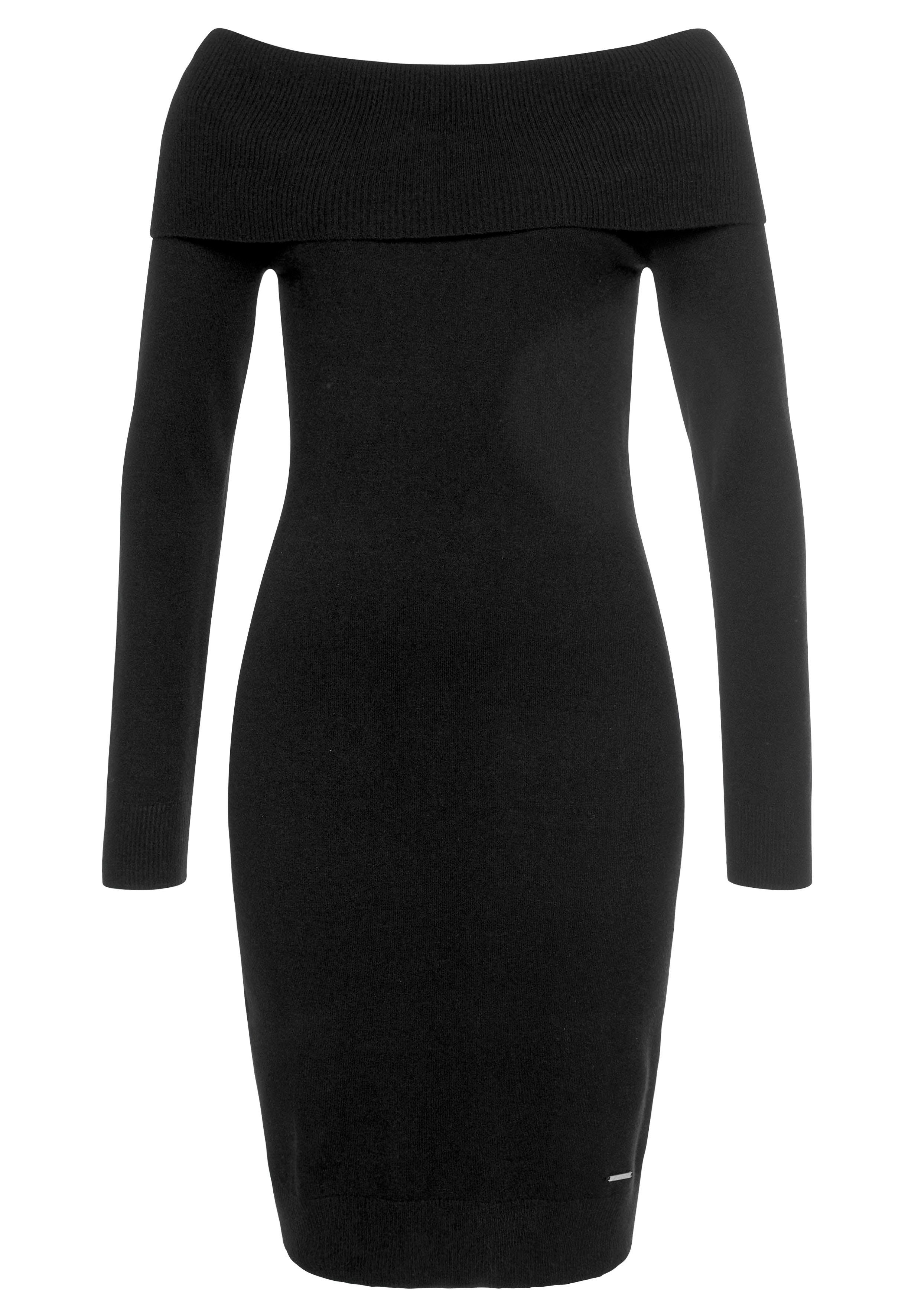 Laura Scott Strickkleid mit femininem Carmen-Ausschnitt. Reduzierter Preis € 31,49. Unverbindliche Preisempfehlung € 44,99