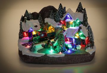 LuVille Weihnachtsdorf im Schnee mit Animation und Licht, Weihnachtsdorf mit Weihnachtszug