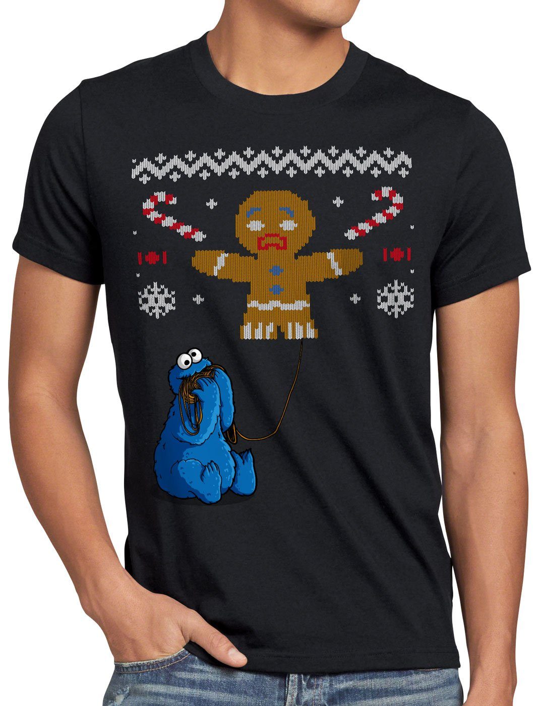 style3 T-Shirt Krümelmonster Ugly Sweater kekse cookie fun ernie bert monster x-mas