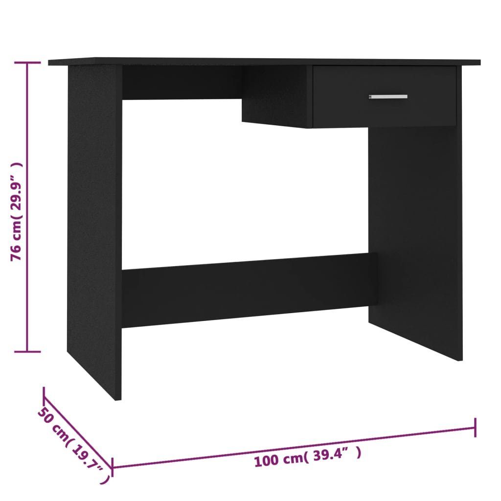 Schreibtisch Holzwerkstoff | cm Schreibtisch 100×50×76 Schwarz Schwarz vidaXL Schwarz