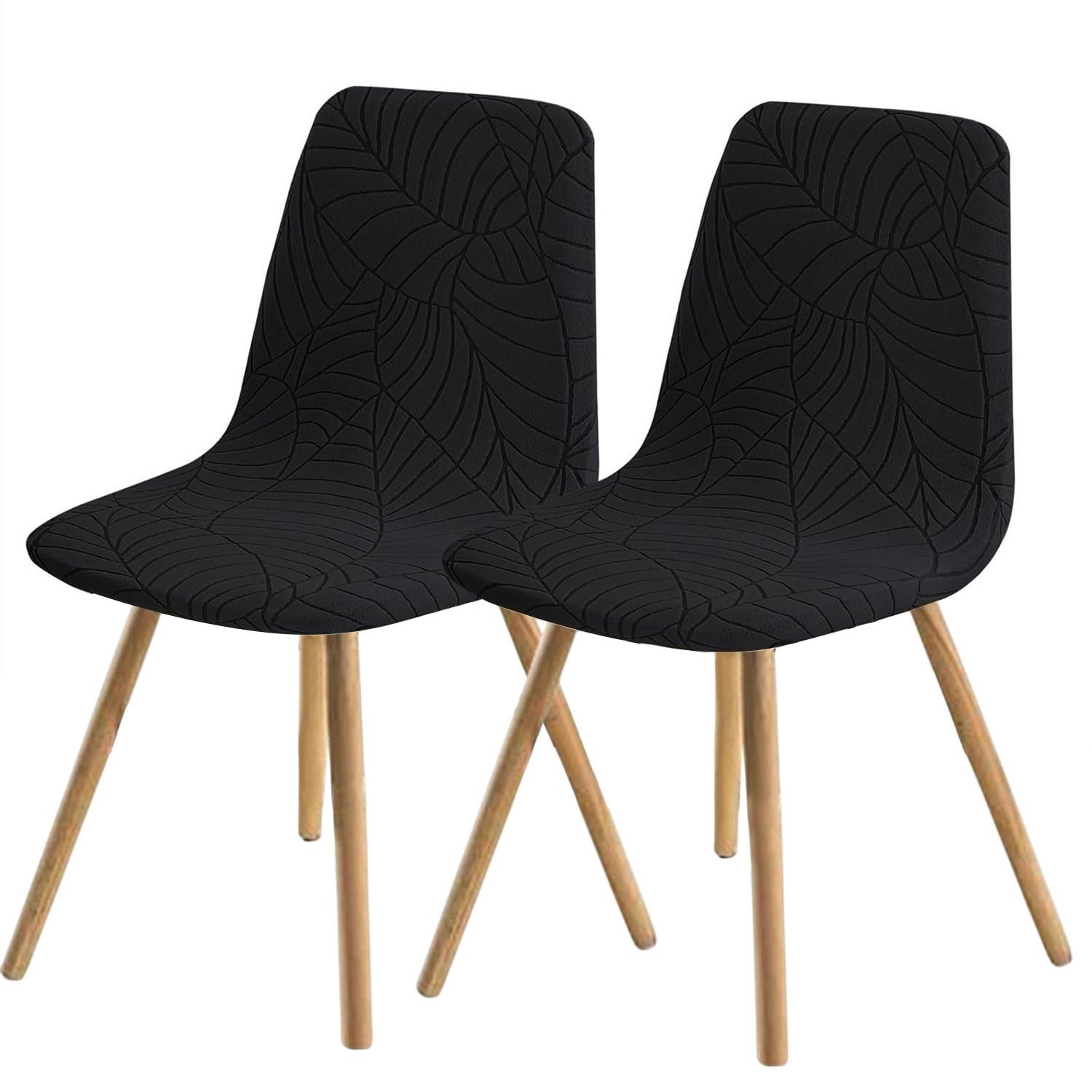 Refttenw Stuhlhusse Esstisch Elastizität Blattdruck Abnehmbar Waschbar Stuhlbezug, 2-St