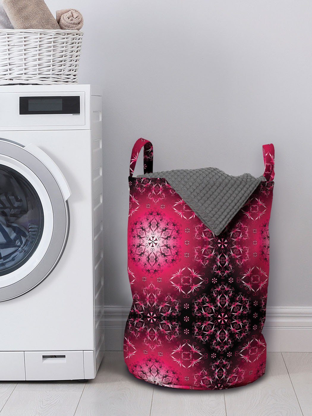 Abakuhaus Wäschesäckchen Wäschekorb mit Griffen lila Waschsalons, Ethnisch Mandala für Kordelzugverschluss