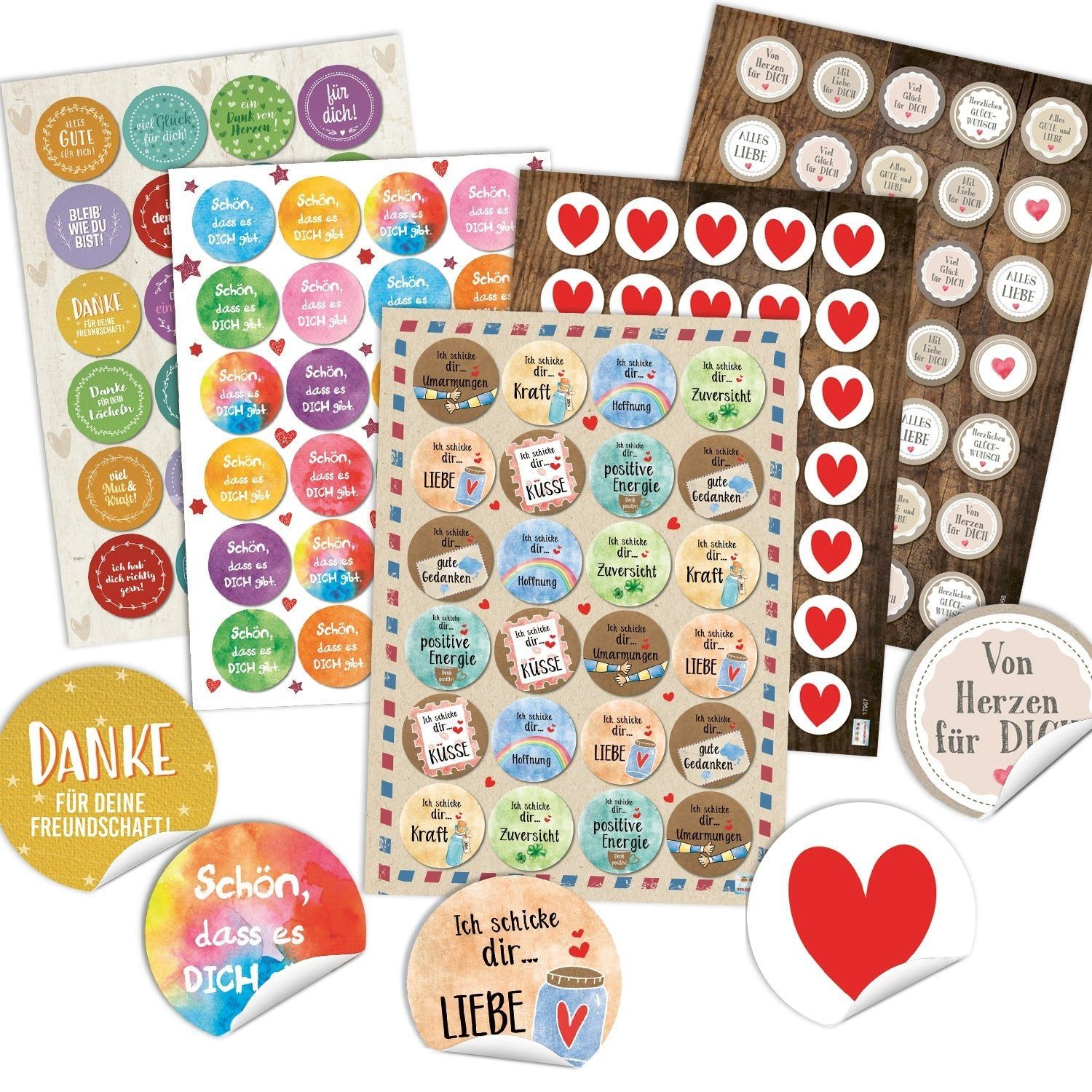 Logbuch-Verlag Aufkleber Sticker Set 142 Aufkleber Sprüche Worte Zitate Liebe Mo