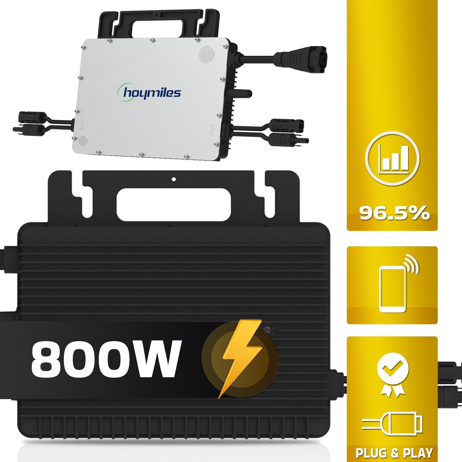 SUNNIVA Wechselrichter Hoymiles HMS-800-2T 800W Micro-Wechselrichter für Solarmodule, (Microinverter Inverter für Mini-PV Plug & Play Balkonkraftwerk, Mikrowech – Bild 2 von 5