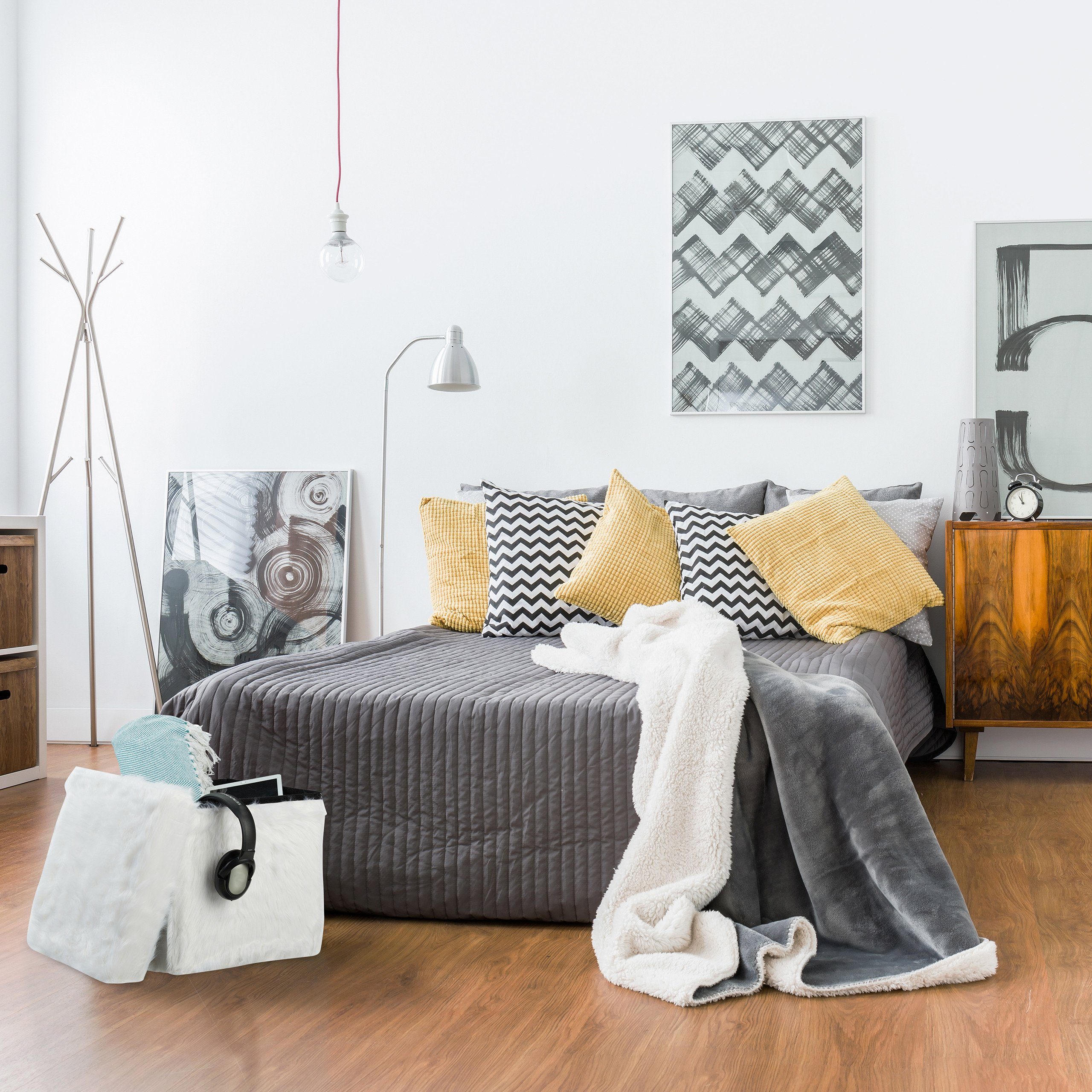 relaxdays Sitzwürfel mit Fell günstig online kaufen