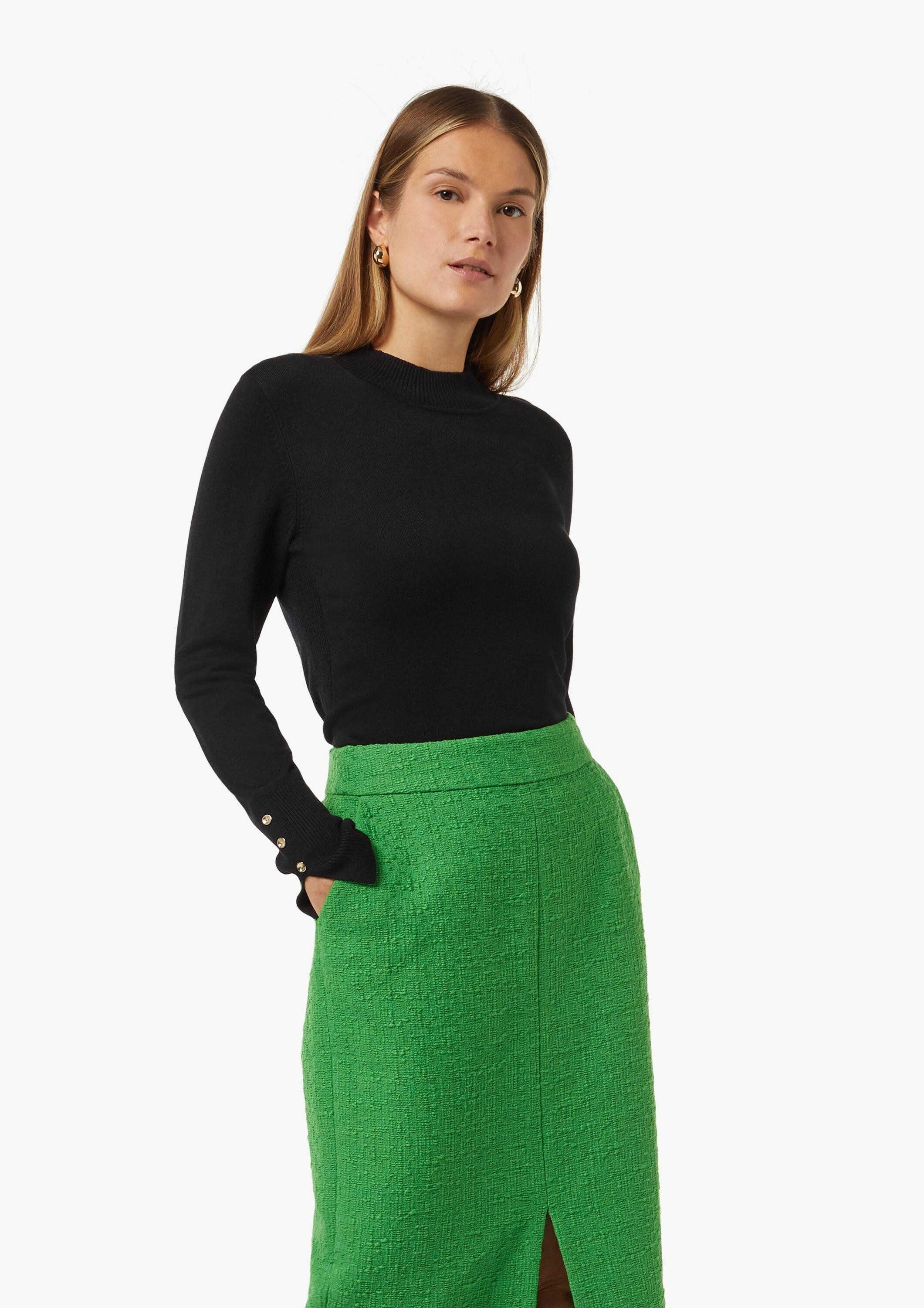 comma Midirock Rock Midi-Rock aus Bouclé mit Eingrifftaschen