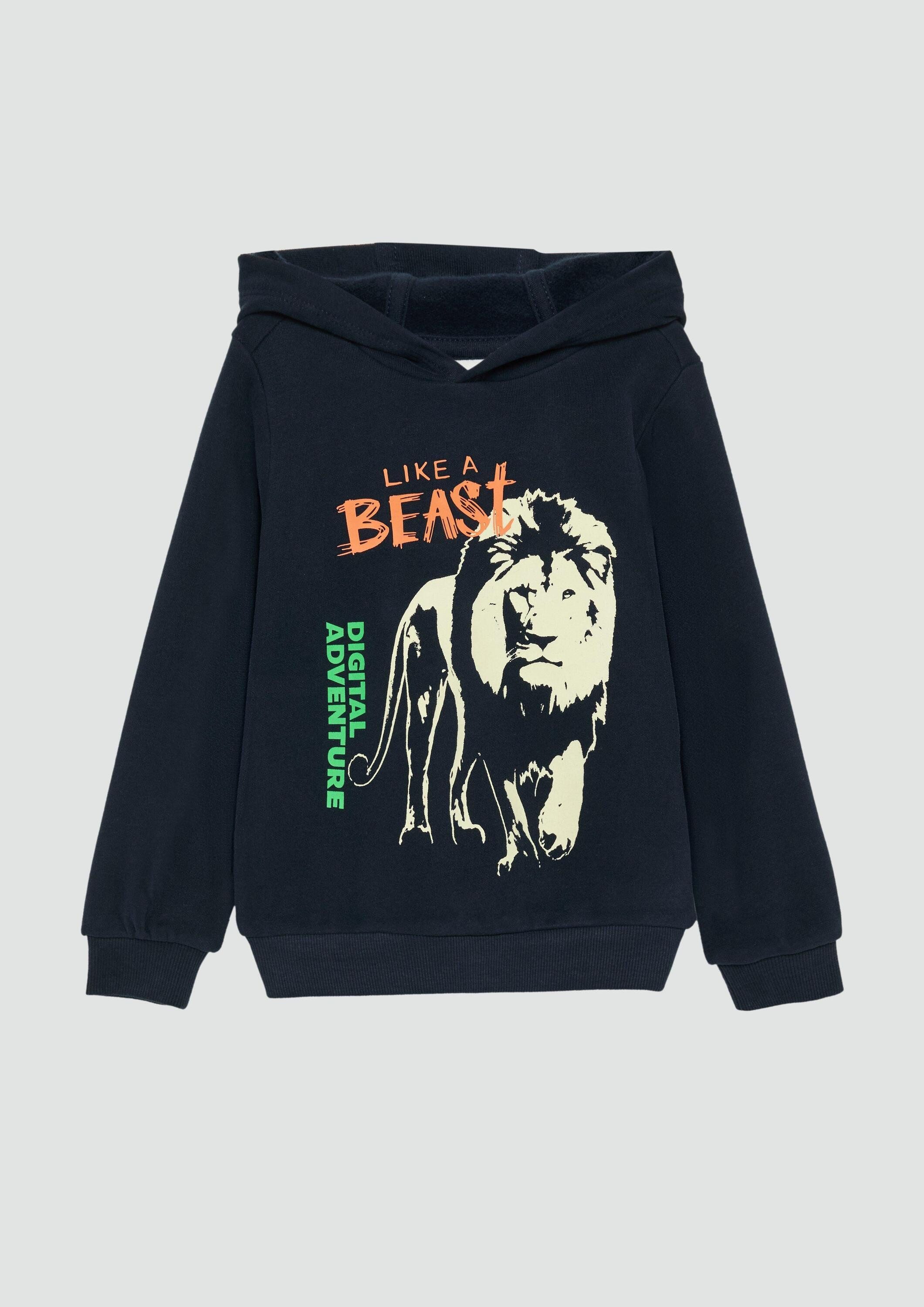 s.Oliver Sweatshirt Sweatshirt Wärmendes Kapuzen-Sweatshirt mit Glow-in-the-dark-Print