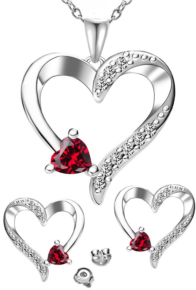 Limana Ohrring und Ketten Set Herz 925 Silber Schmuckset Herzkette Ohrstecker Anhänger Schmuck Damen (Jahrestag Weihnachten Liebe Geburtstag Hochzeitstag, inkl. Schmuckdose Weihnachtsgeschenk Muttertag Valentinstag), Geschenk Idee für Sie Ehefrau Partnerin Freundin Mutter Frauen