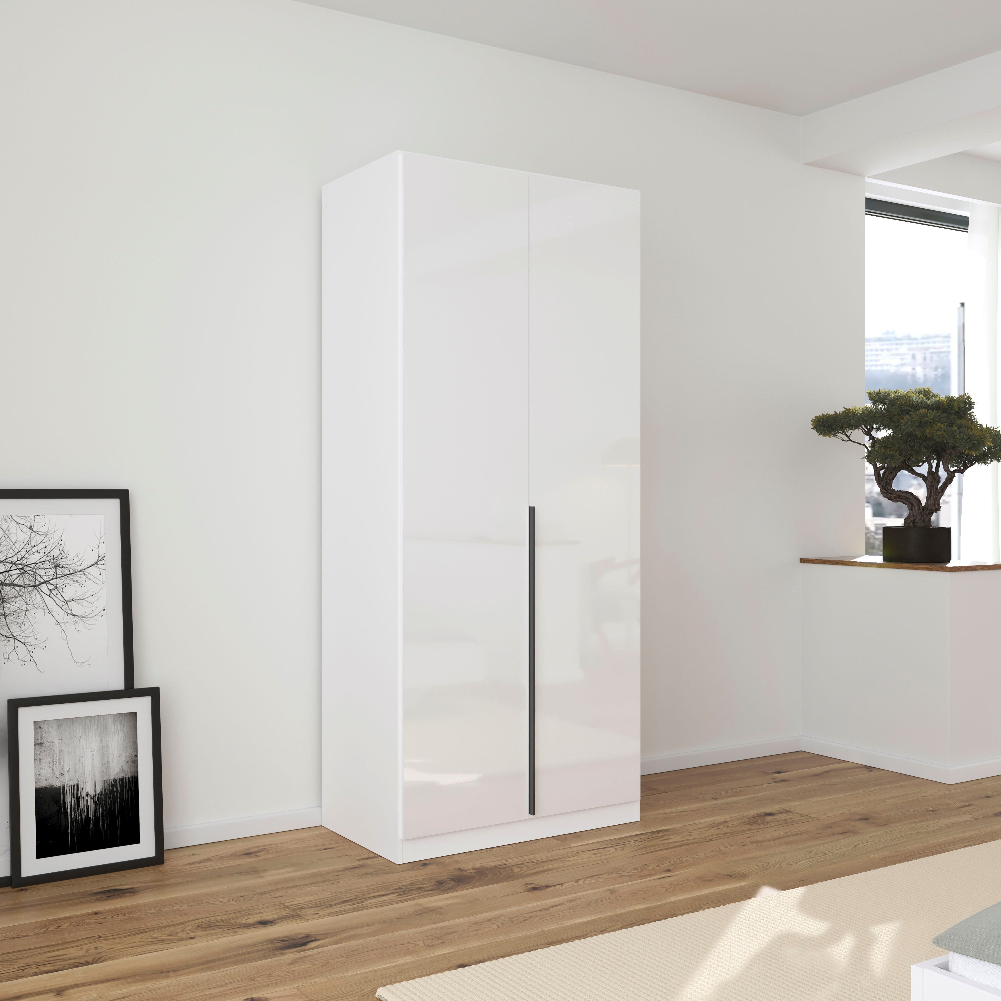 OTTO home Drehtürenschrank Kleiderschrank Schrank Garderobe AGORDO Schlafzimmer (in zwei Griff-Farben, Breiten 91-405 cm, Dekor- oder Hochglanzfront) durchdachte Innenausstattung, in 8 Breiten und 2 Höhen MADE IN GERMANY