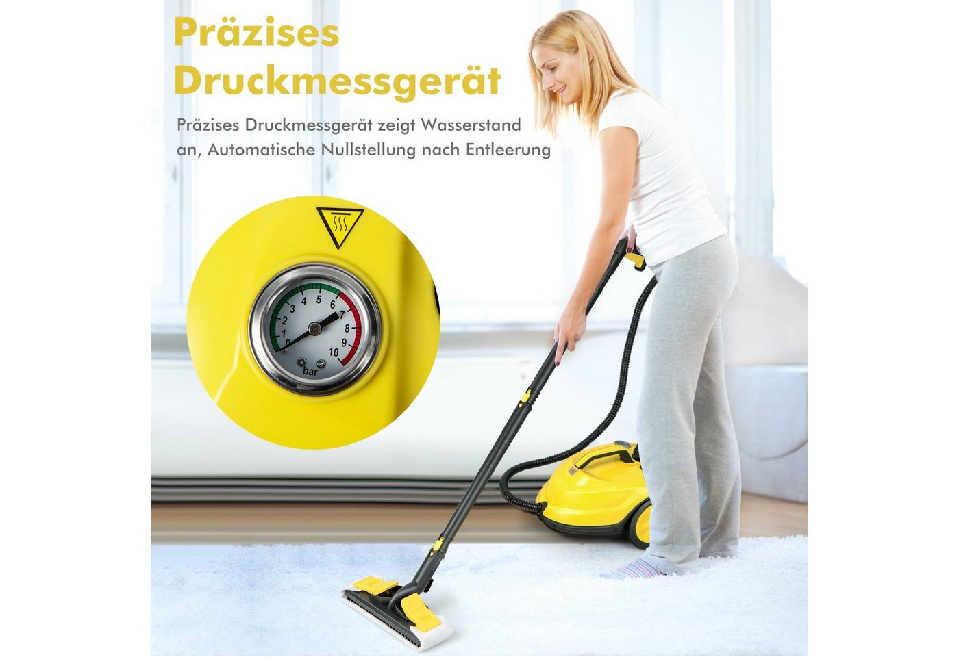 COSTWAY Dampfreiniger mit 1,8 L Tank, 13 Zubehörteile, bis 108m², 2000,00 W