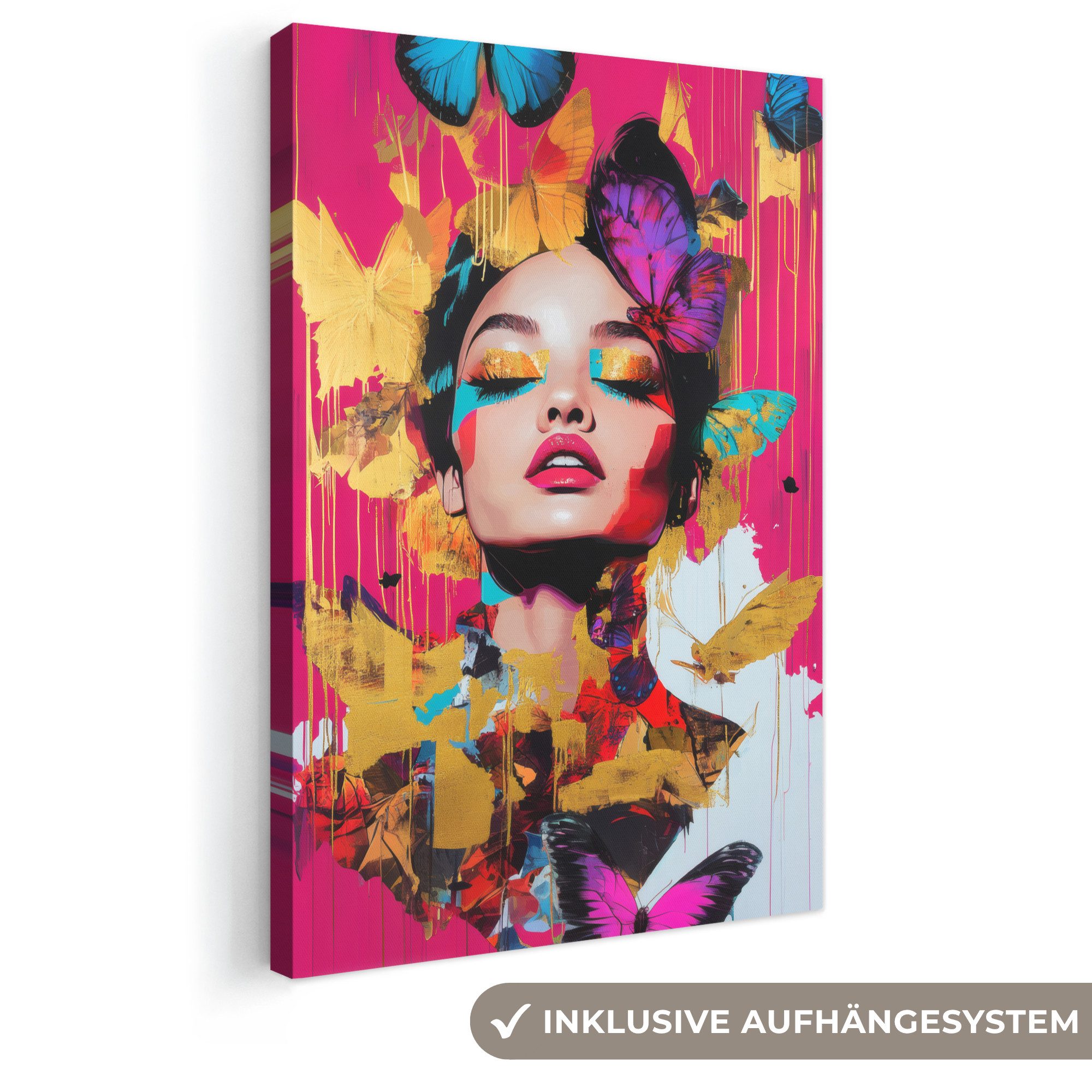 OneMillionCanvasses® Leinwandbild Frau - Abstrakt - Farbenfroh, Fotodruck (1 St), Leinwand Canvas Wandbild, Wanddekoration 20x30 cm