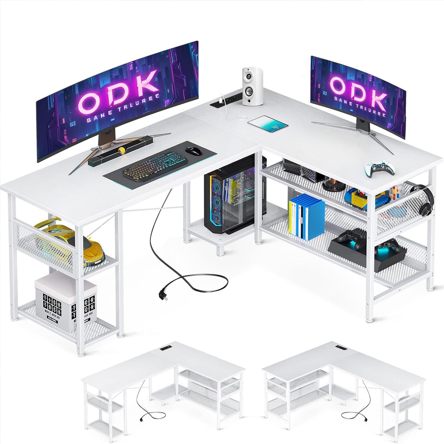 ODK Schreibtisch L-Form, mit Steckdosen, USB günstig online kaufen