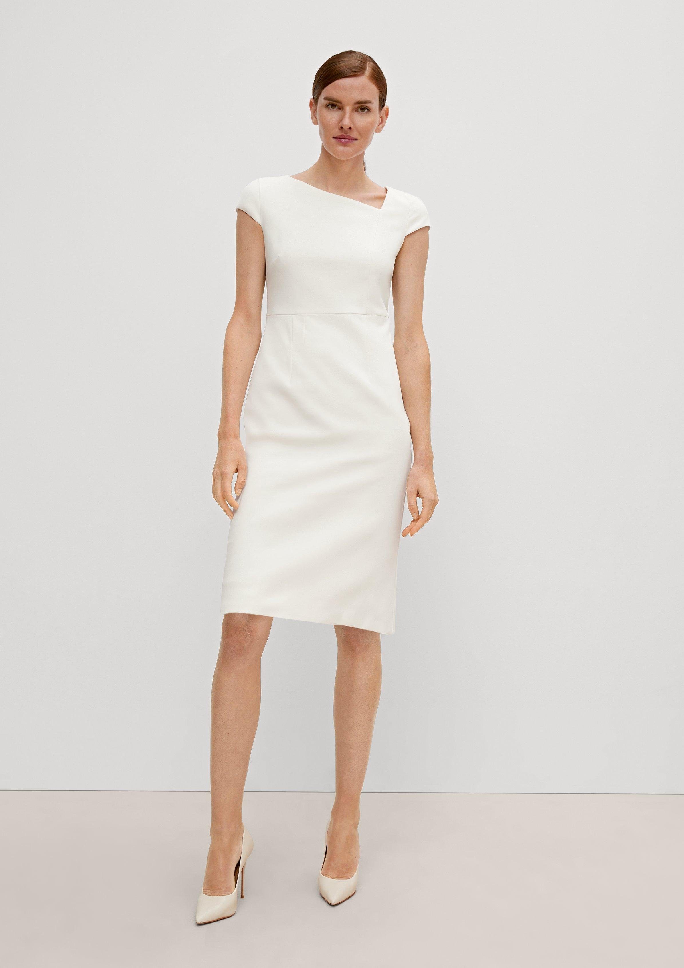 Comma Minikleid Kleid aus Twill Ziernaht creme