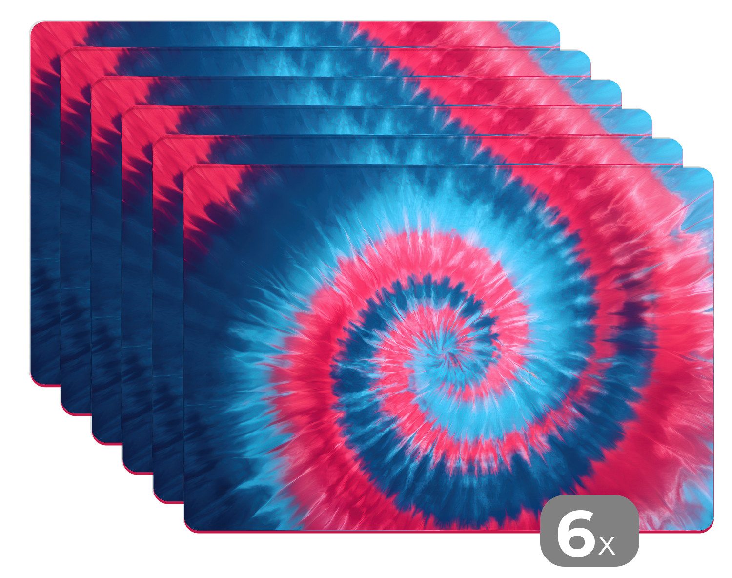 MuchoWow Platzset Spirale - Rosa - Rotierend, (6-St), Platzsets, Tischset, Abwaschbar, Tischsets, Platzdeckchen