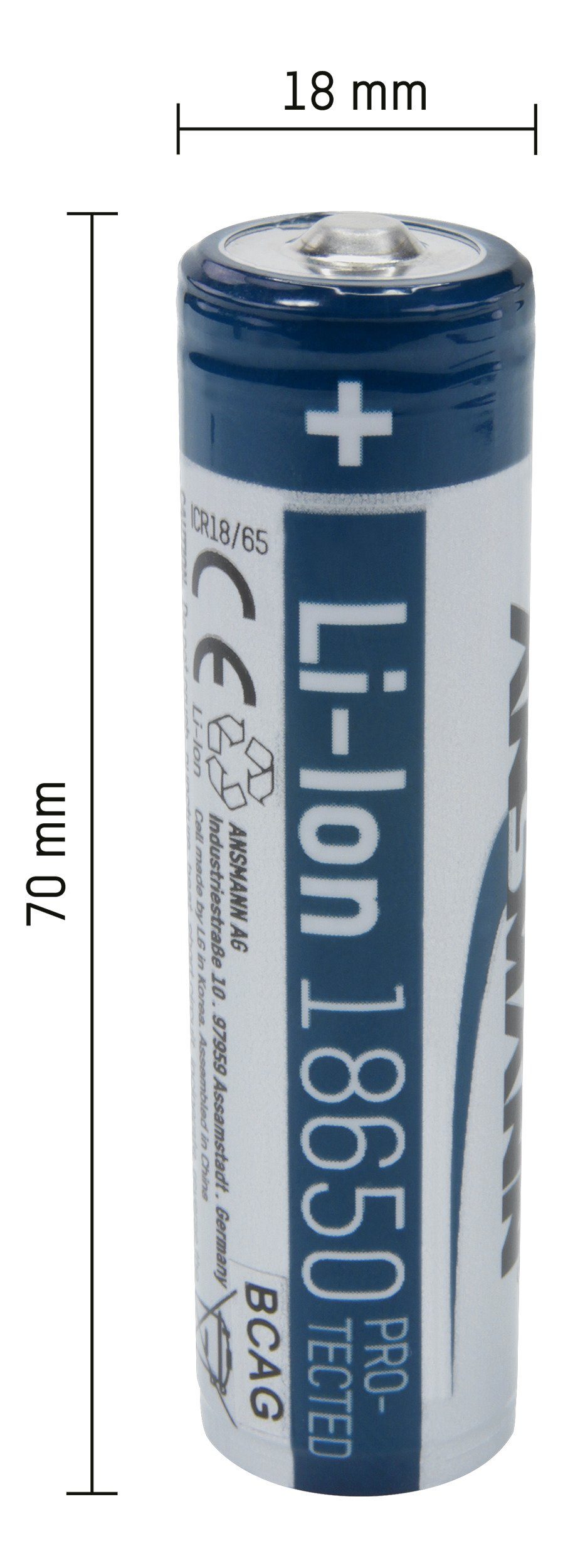 mAh) Taschenlampe Li-Ion mAh (3.6V, 18650 Akku etc. 3500 Akku ANSMANN® 3500 V) mit Safetyboard für (3.6