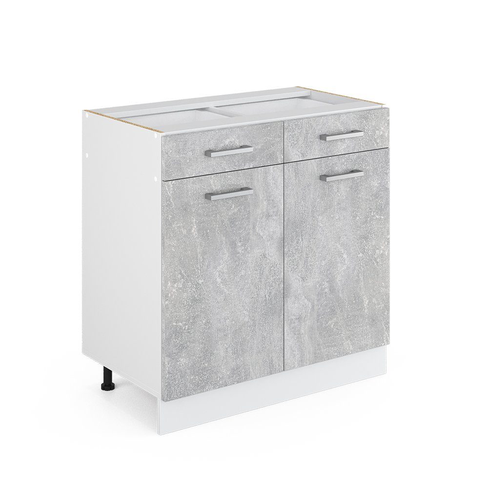 Vicco Unterschrank R-Line, Beton/Weiß, 80 cm ohne Arbeitsplatte (1-St)