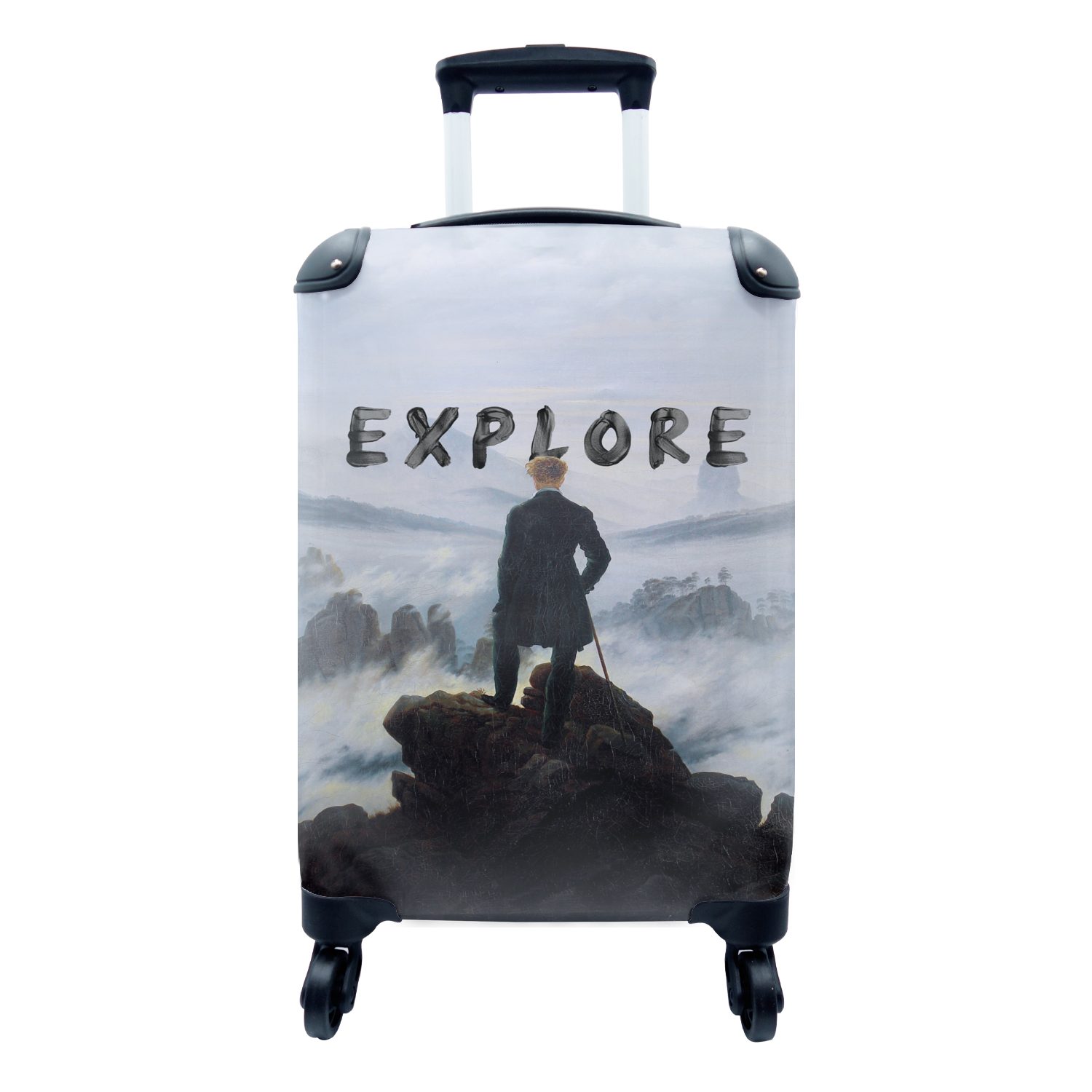 MuchoWow Handgepäckkoffer Der Wanderer über den Nebeln - Caspar David Friedrich - Explore, 4 Rollen, Reisetasche mit rollen, Handgepäck für Ferien, Trolley, Reisekoffer