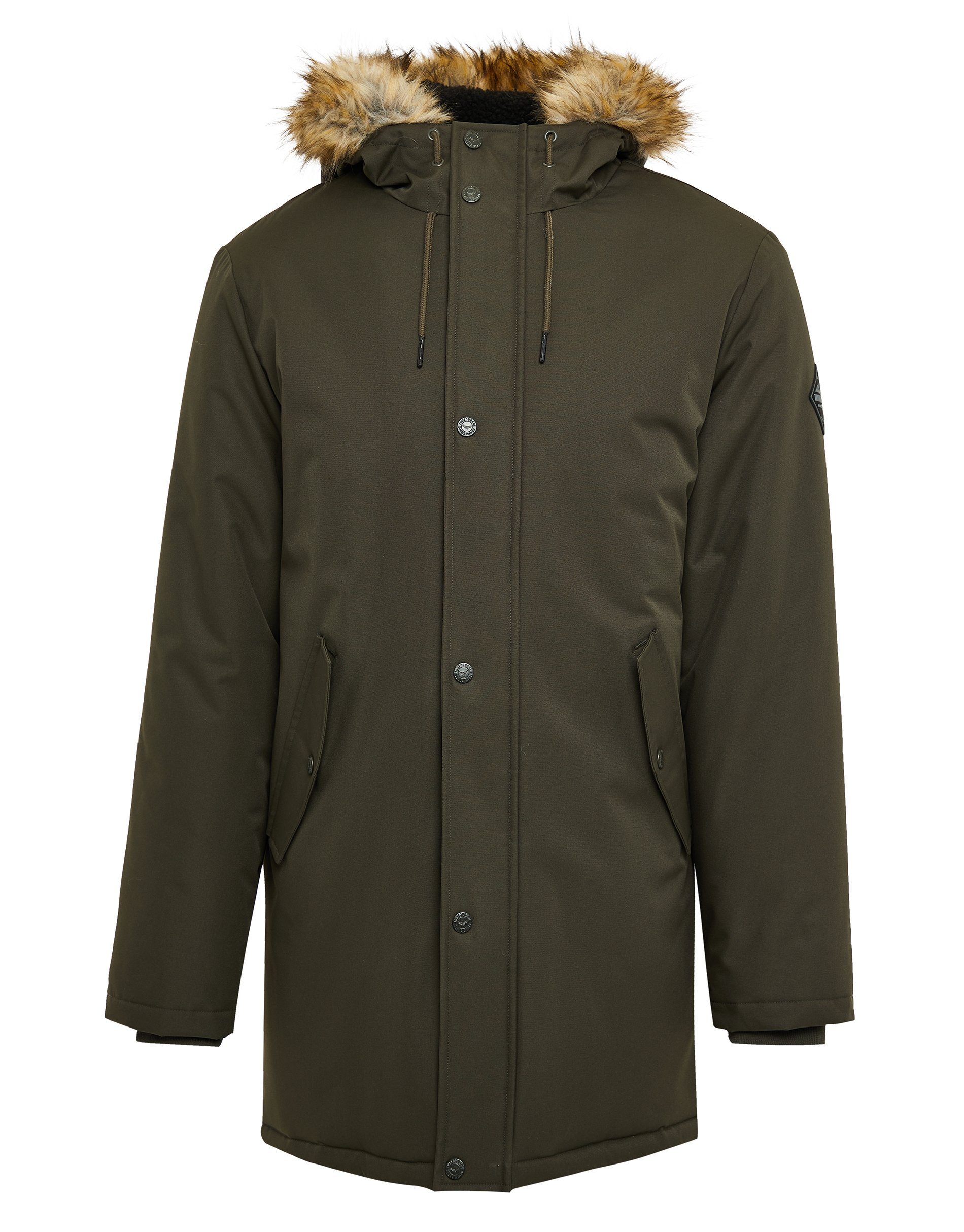 Threadbare Winterjacke Global Clarkston Khaki- (GRS) THB olivgrün Recycled Jacket zertifiziert Standard