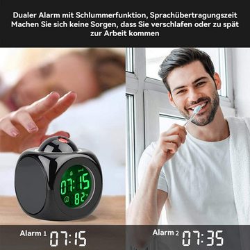 DOPWii Projektionswecker Projektionswecker, Nachtlicht Temperaturanzeige LED-Uhr