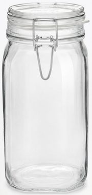 Bormioli Rocco Vorratsglas Fido, Glas, (Set, 6-tlg., 6 Stück, 1,5l Fassungsvermögen), luftdicht verschließbar, mit Bügelverschluß