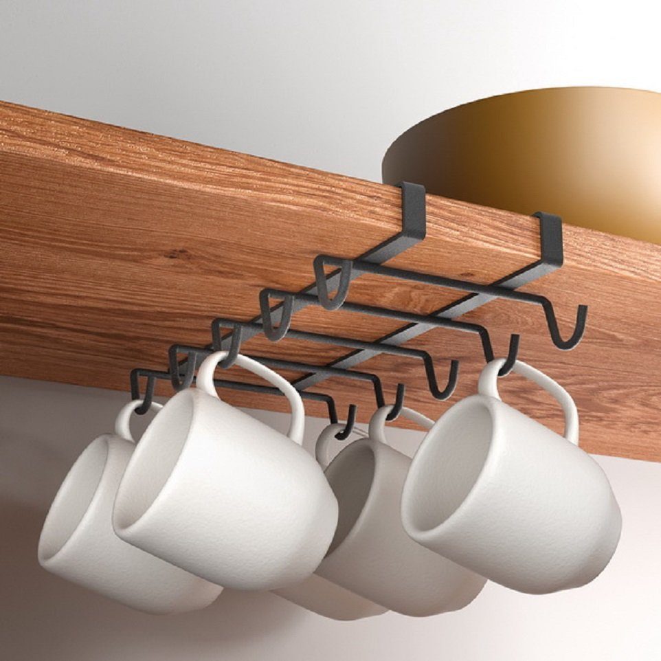 Metaltex Becherhalter MyMug Tassenhalter Hängehalter, (1-St), für bis zu 10 Tassen / Becher - zum Einhängen unter Schrankregal