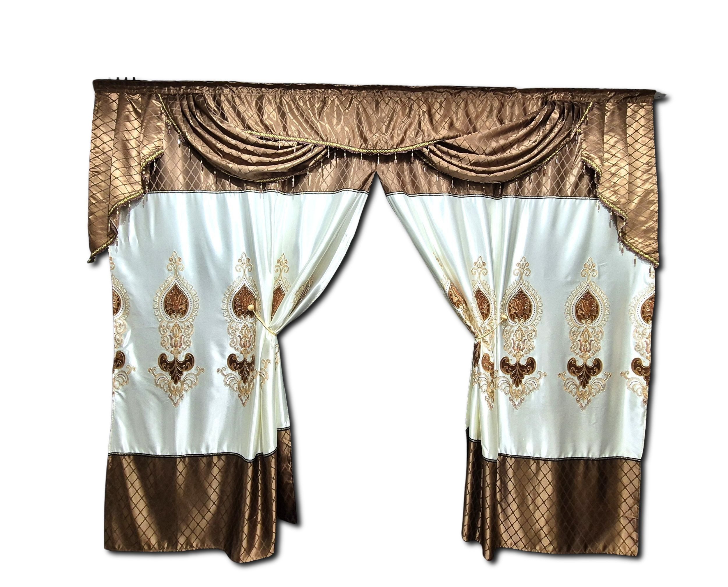 Gardinen by Justyna Verdunkelungsvorhang Barock Gardine Braun mit Muster, Kräuselband, verdunkelnd, Polyester, Verdunkelung,Kräuselband,Verdunkelt,Barock Stil,Orientalisch Perde