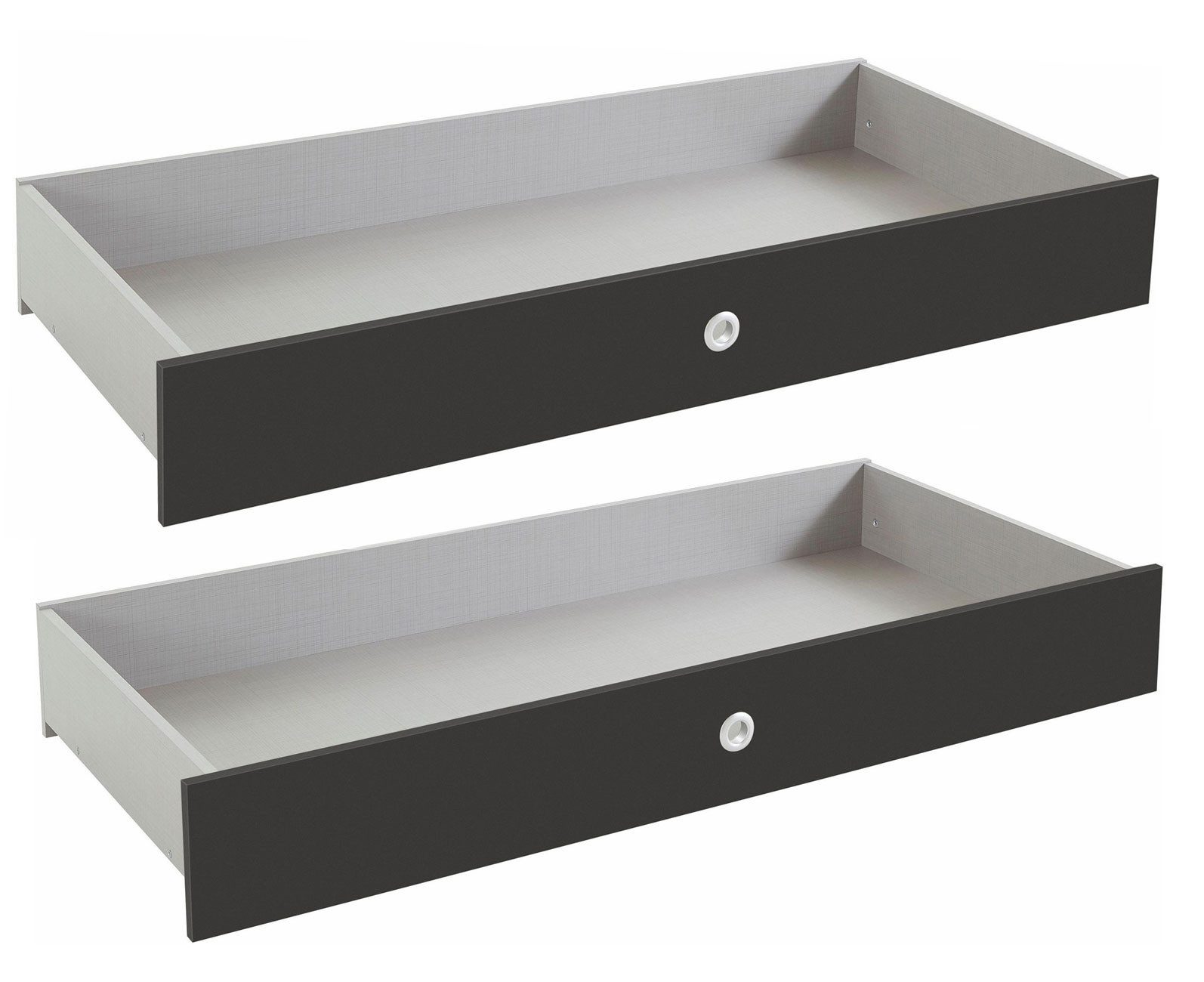 Wimex Bettschubkasten Easy Beds (2-er Set, mit Rollen, mit Einlassgriffen, 1 St., 2er-Set Bettschubladen, passend für Bettgestell der Serie Easy), 2er-Set 137x58x19cm graphit mit Rollen