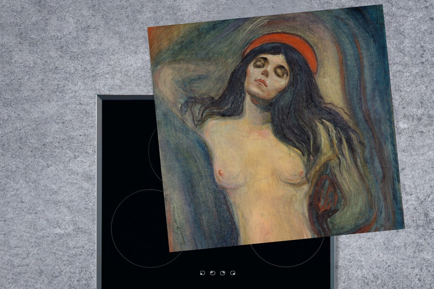 (1 Edvard MuchoWow Ceranfeldabdeckung, cm, Madonna Vinyl, 78x78 Herdblende-/Abdeckplatte tlg), Munch, für Arbeitsplatte - küche