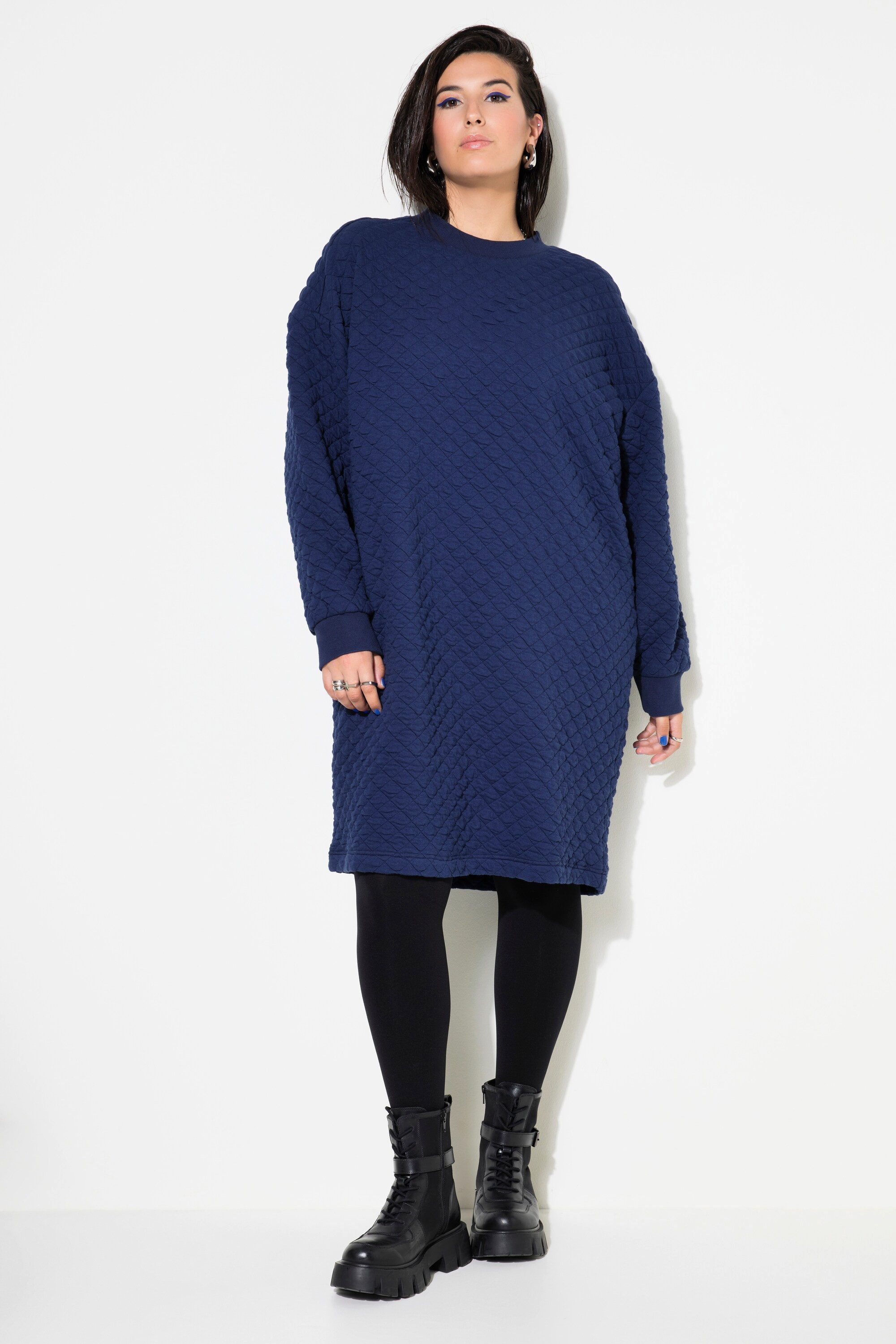 Minikleid Sweatkleid oversized Minilänge Rauten-Stepp