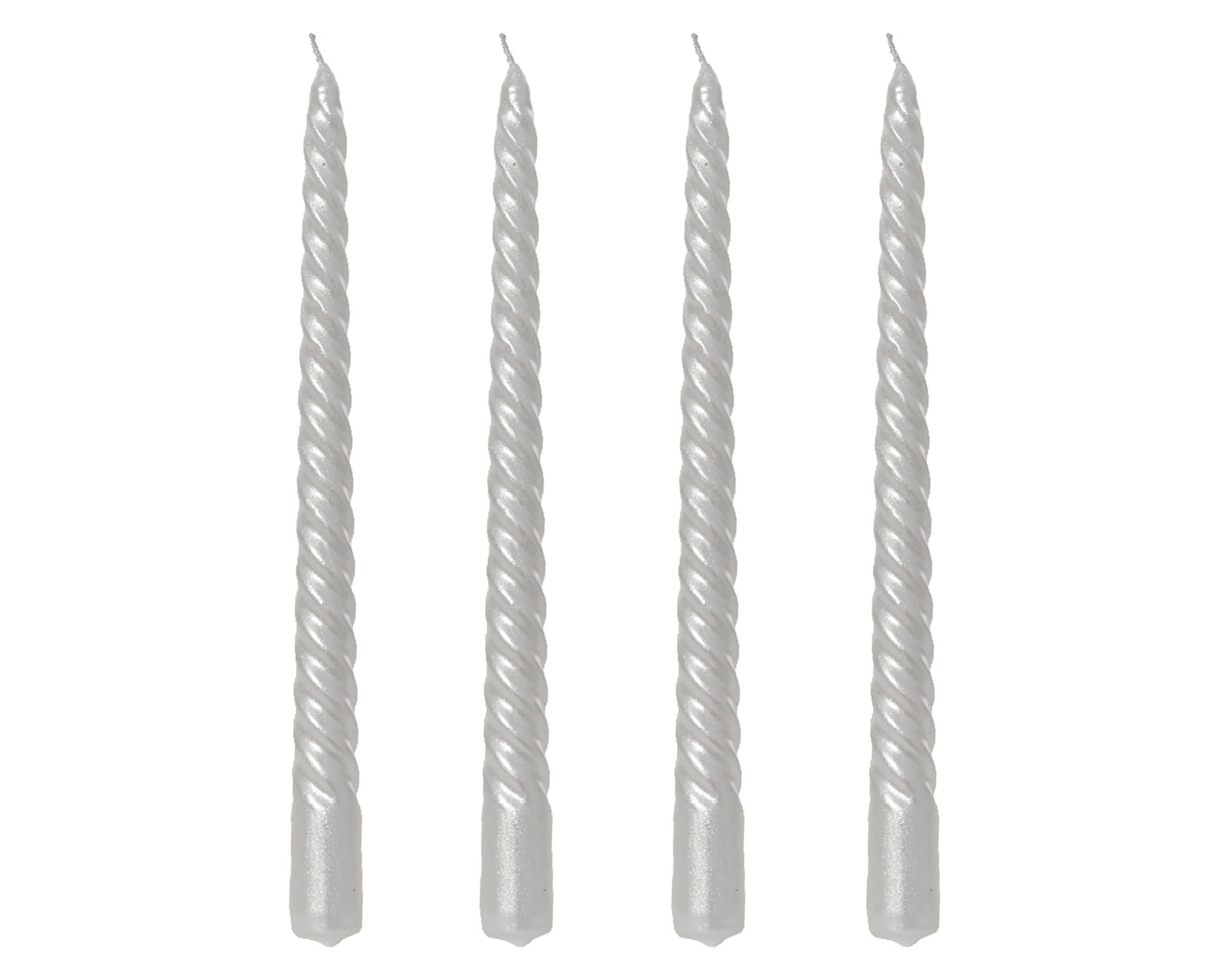 Kaemingk Spitzkerze, Spitzkerzen Paraffin 25cm spiralförmig 4er Set Weiß