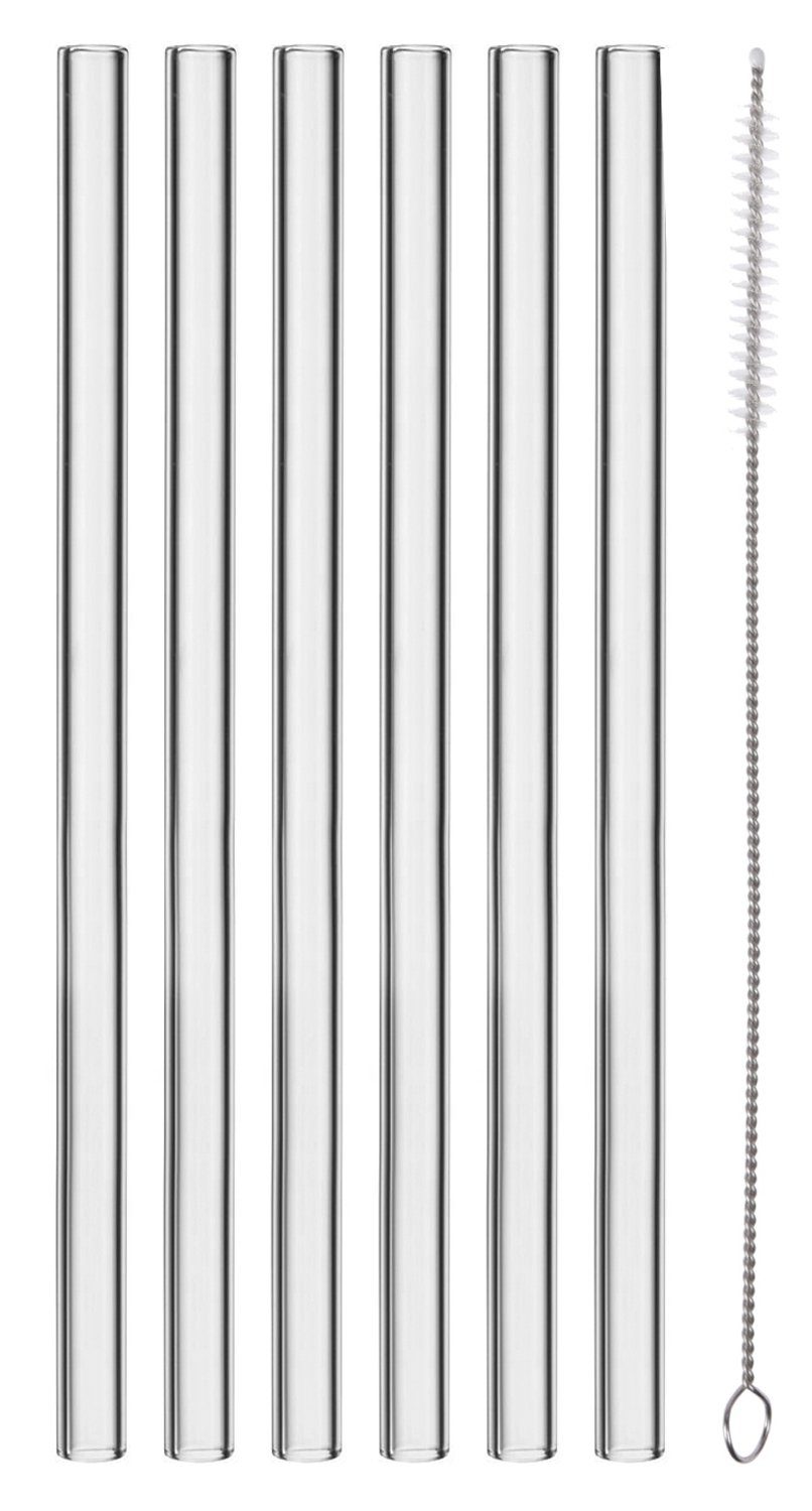 Trinkhalme 6-teiliges Set DERIA, Transparent, Borosilikatglas