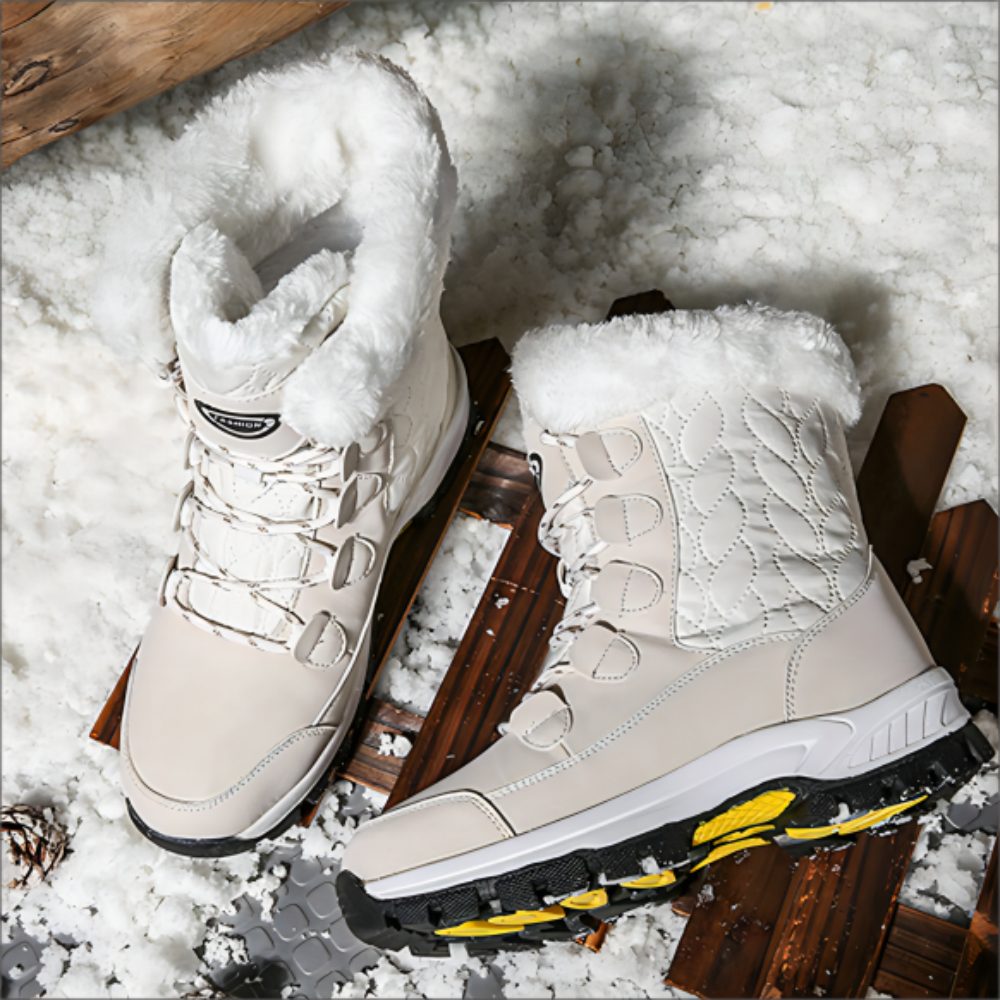 HUSKSWARE Schneeschuhe (Outdoor-Schneestiefel, Warme schön Wanderschuhe, rutschfest, Warm Beige und High-Top-Schuhe), Stilvoll und