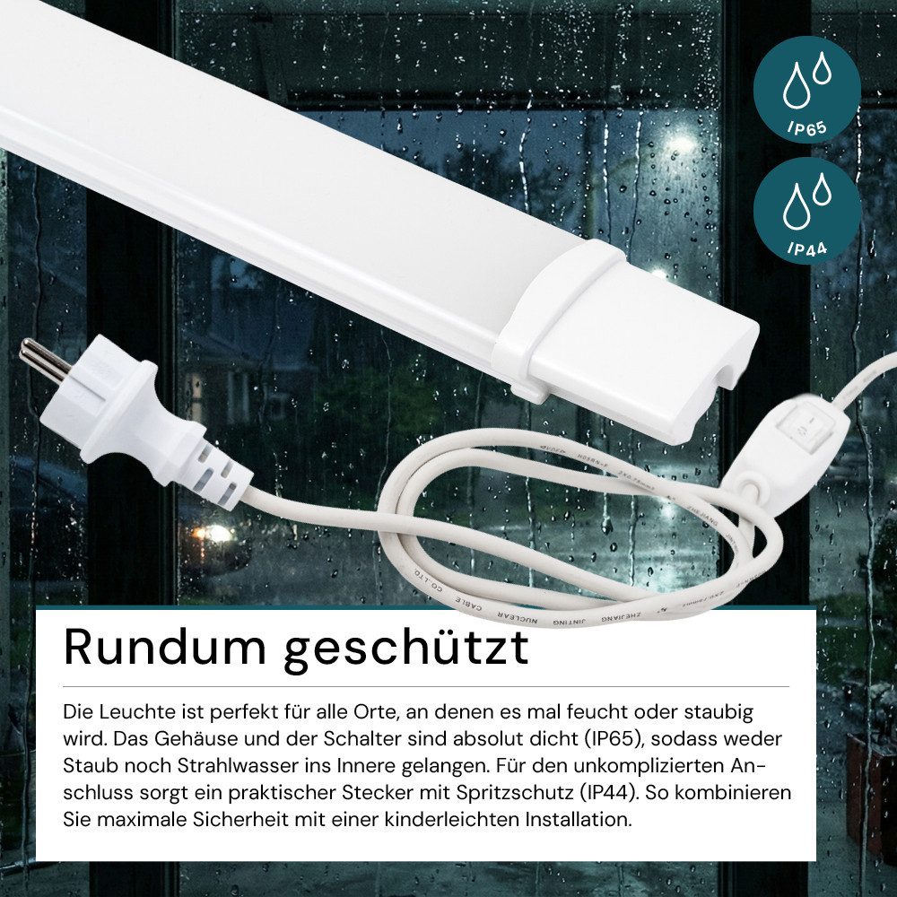 LUXULA LED Unterbauleuchte LUXULA LED Feuchtraumleuchte 90 cm 22 W 4000 K Neutralweiß Weiß, Neutralweiß