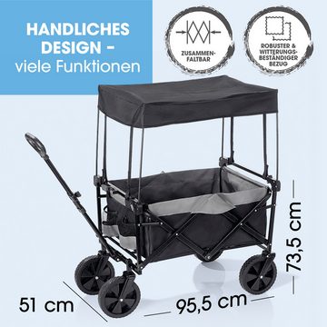 EASYmaxx Bollerwagen Bollerwagen faltbar - bis 80 kg, Handwagen Strand Picknick Transportwagen