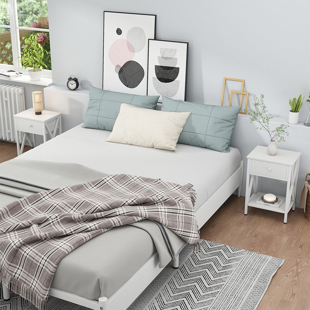 Vicco Nachtschrank Keno, Weiß, 40 x 55 cm 2er Set günstig online kaufen