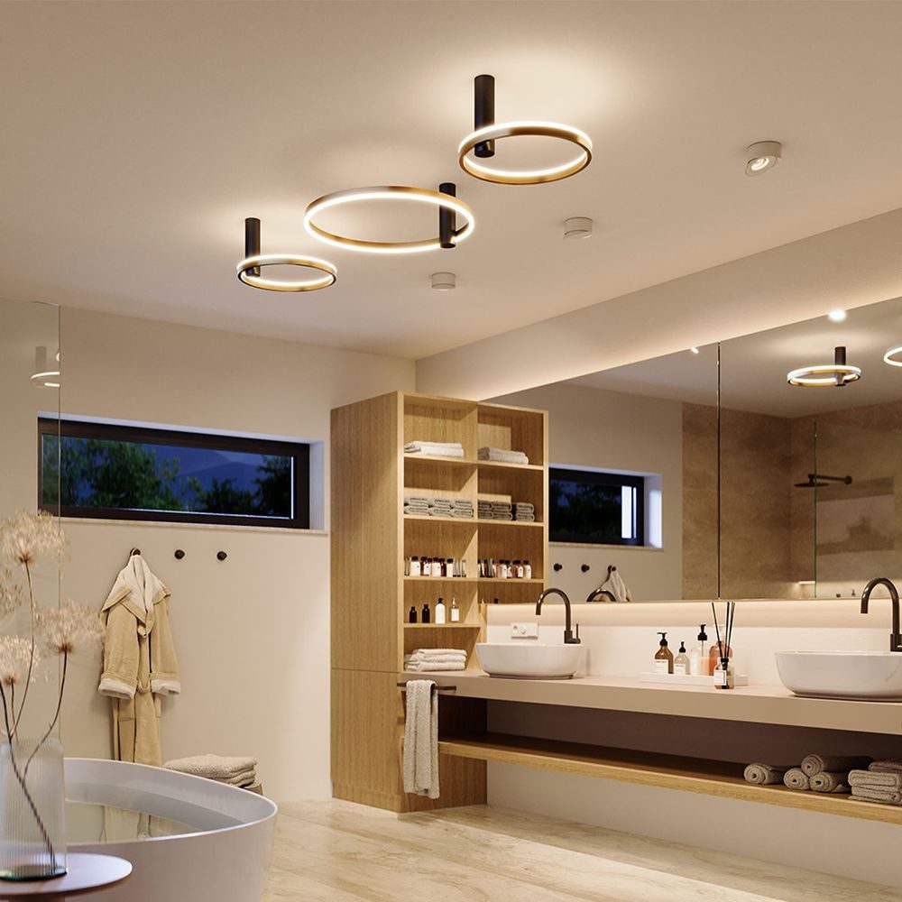 s.luce Deckenleuchte LED Wand- & Deckenleuchte Ring Air rund indirekt Ø 60cm Schwarz/Gold, Warmweiß