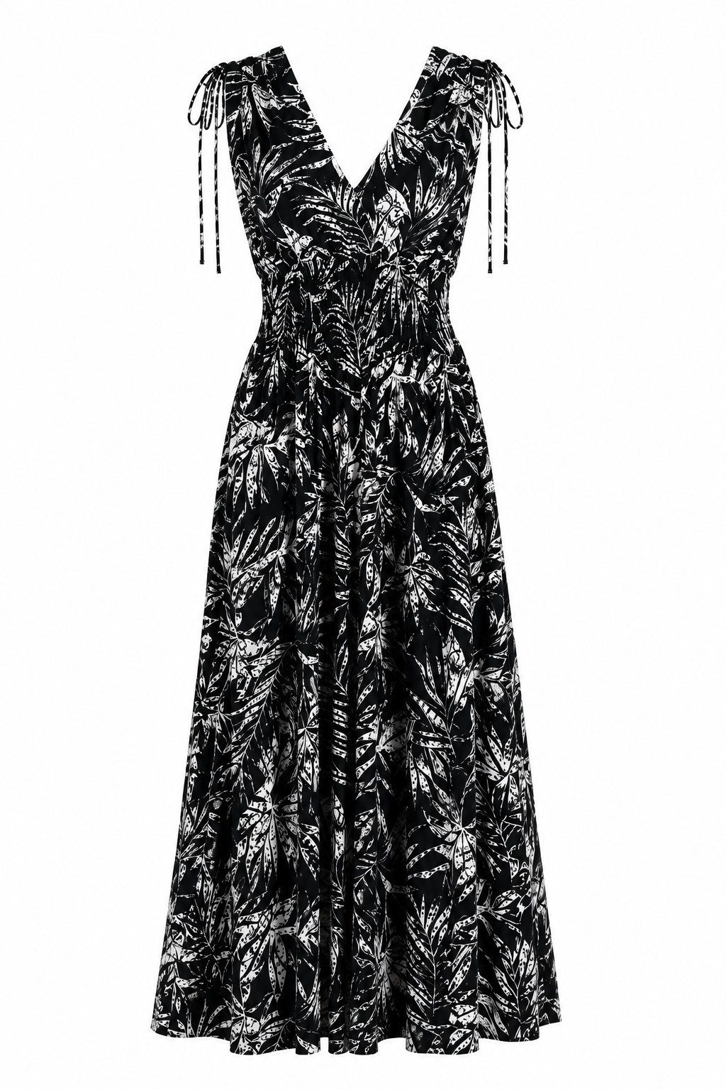 ITALY VIBES Sommerkleid - sommerliches Maxikleid mit Blattprint für Damen