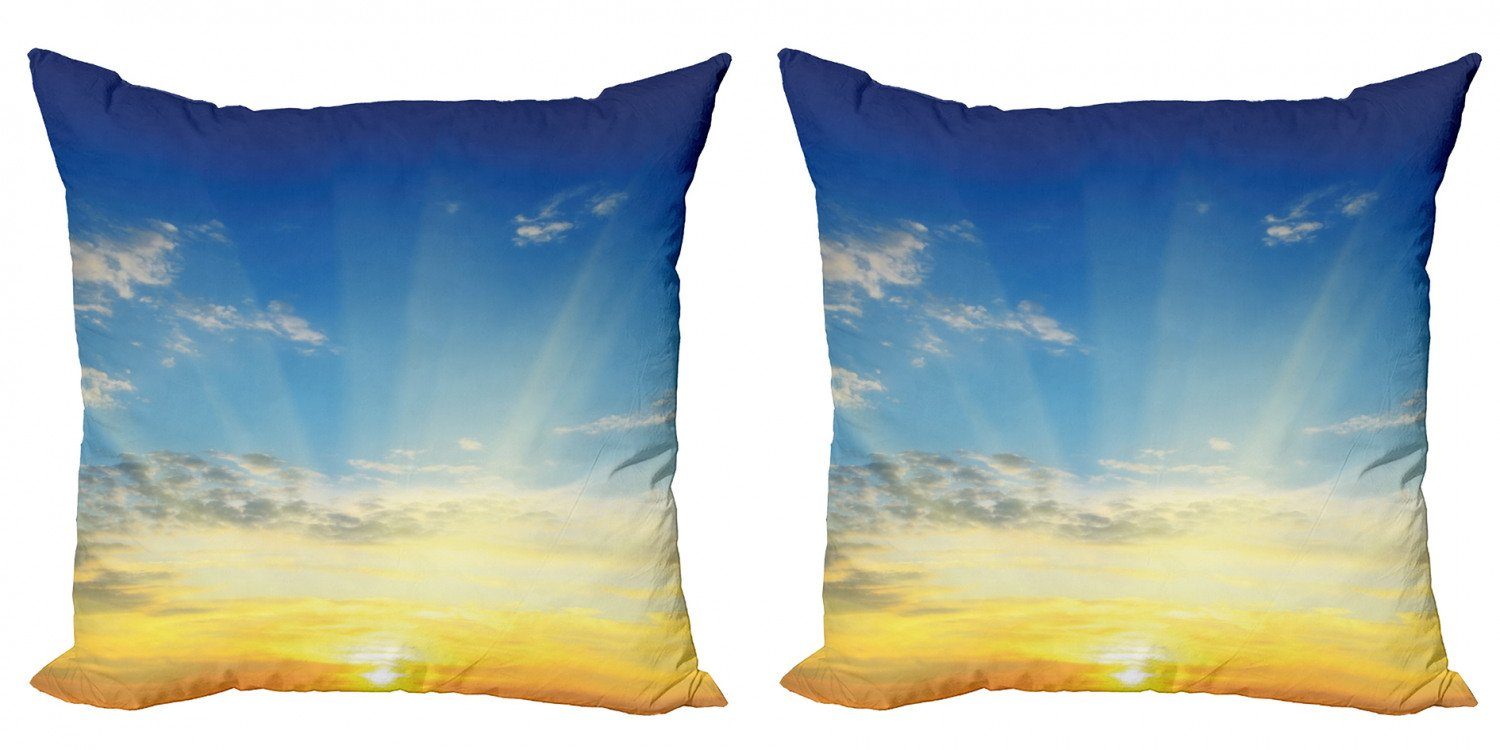 Kissenbezüge Accent (2 Stück), Himmel Abakuhaus Modern Sonnenstrahlen über Horizont Doppelseitiger den Digitaldruck,