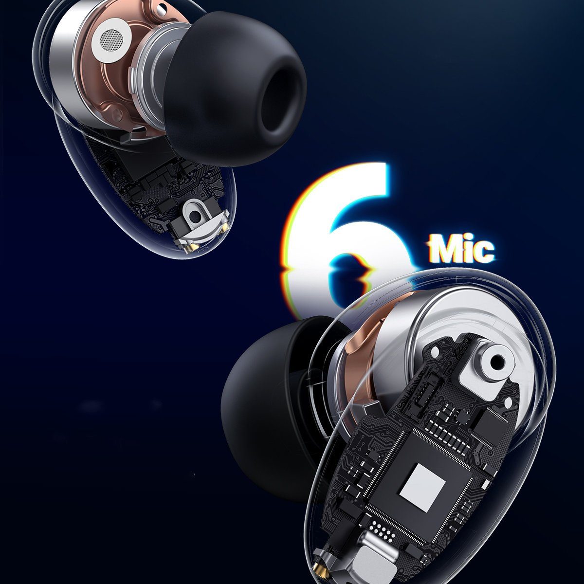 UGREEN HiTune X6 In-Ear wireless Ohrhörer Kopfhörer Bluetooth In-Ear-Kopfhörer TWS ANC 5.0 grau Headset