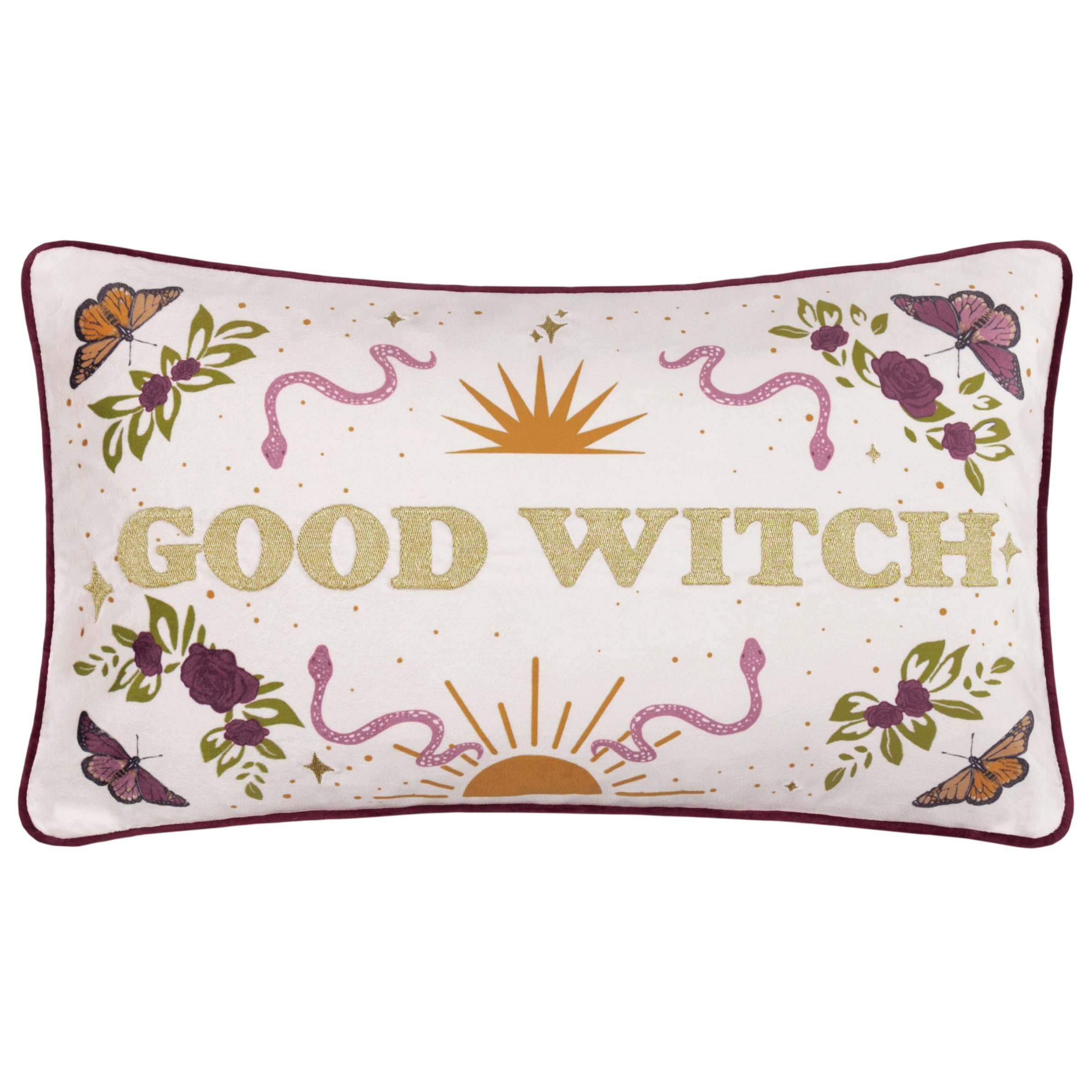 Riva Home Dekokissen Witchy Deko Hexen Dekokissen Samtkissen Good Witch 30 x 50 cm Gothic, Witchy Deko Hexen Dekokissen Samtkissen Good Witch 30 x 50 cm Gothic